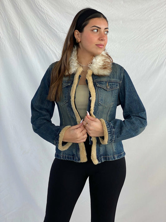 Vintage FLUID Fur Lined Denim Jacket - Balagan Vintage Denim Jacket denim, denim jacket, Juana