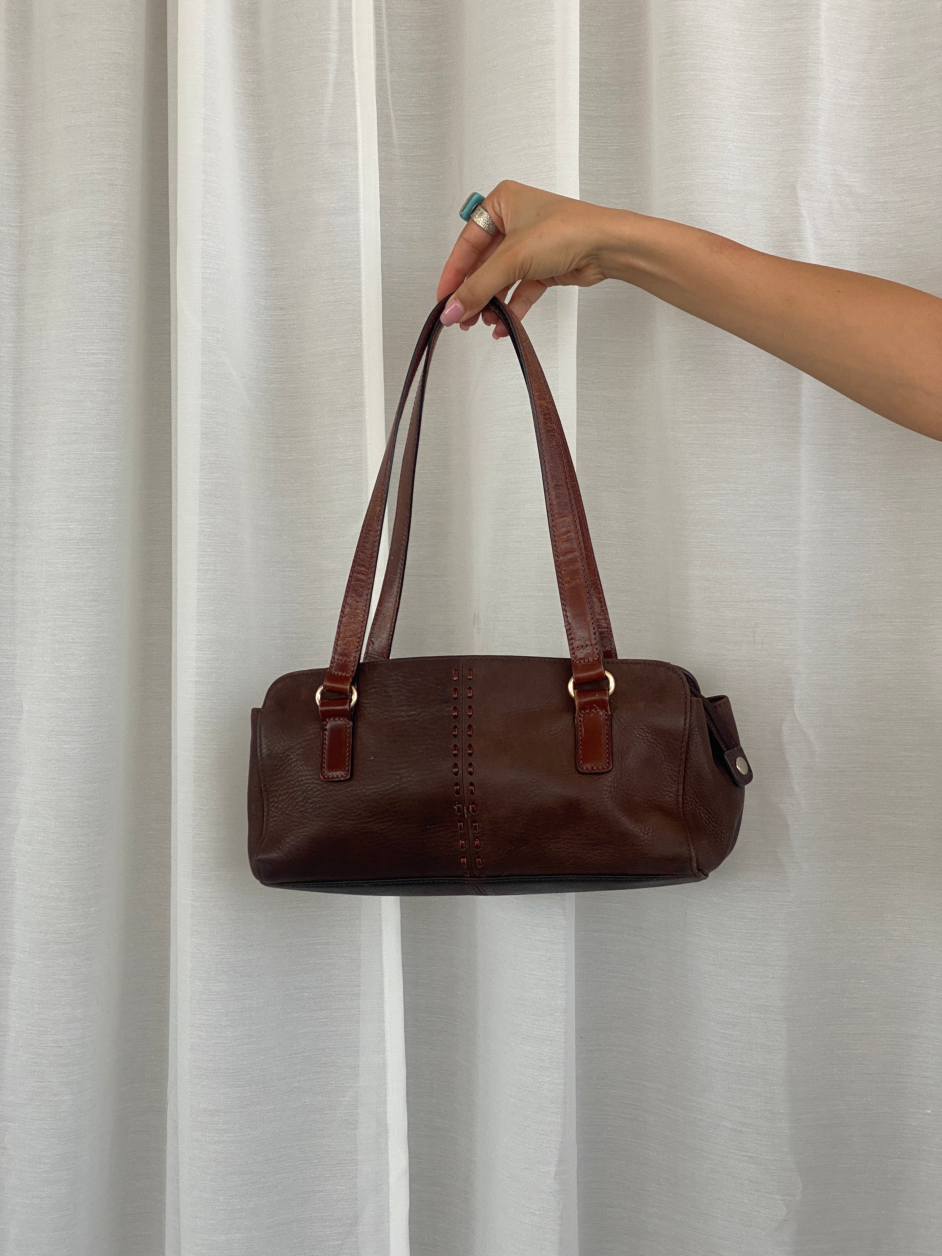 Vintage Fossil Brown Genuine Leather Purse Women’s Shoulder Bag - Balagan Vintage Shoulder Bag 00s, 90s, bag, brown leather, genuine leather, NEW IN, shoulder bag, Y2K