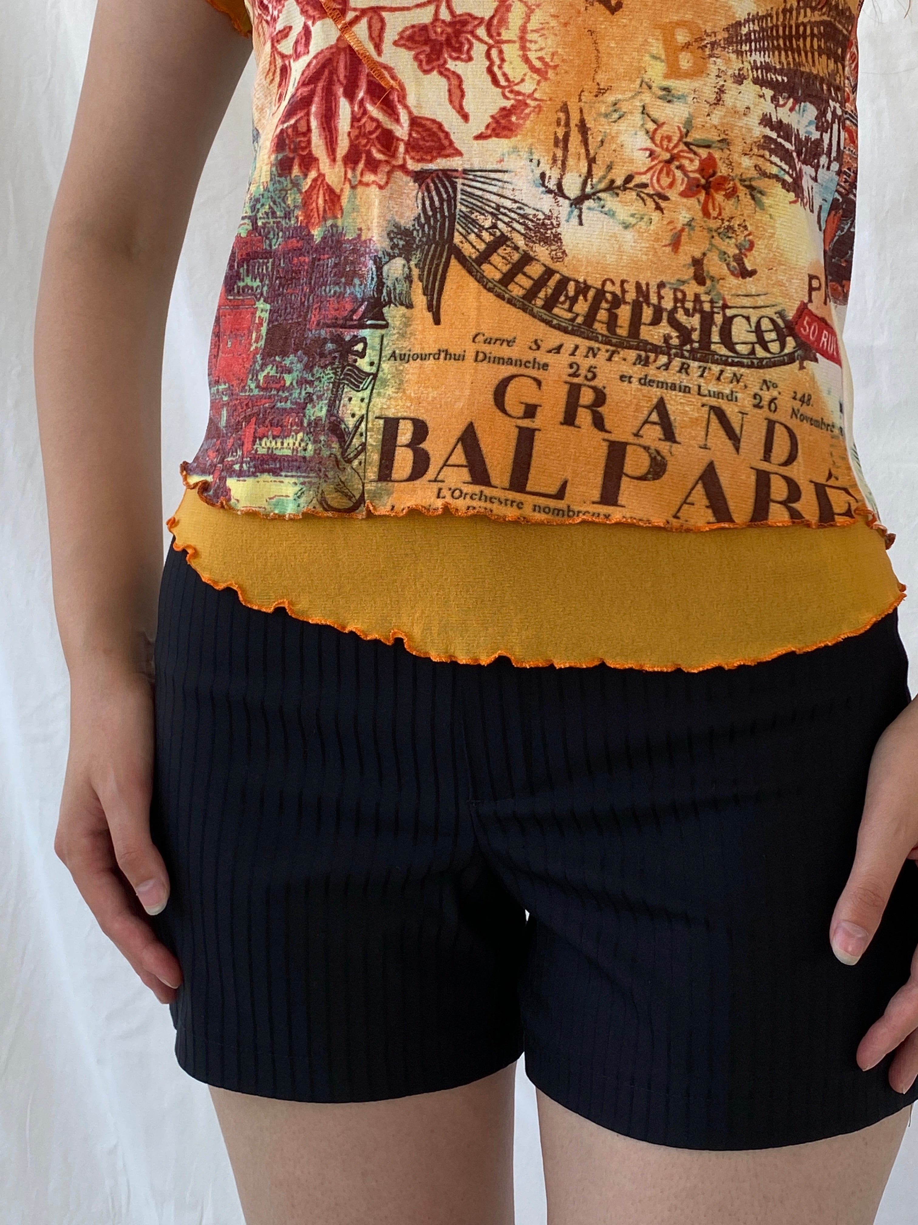Vintage Fozmul Mesh Graphic Red Orange Short Sleeve Top - M - Balagan Vintage Half Sleeve Top 00s, Ayah, mesh, mesh top, NEW IN, summer, women top