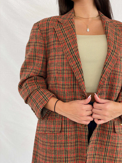 Vintage G-STAGE Comming Man Plaid Blazer - Balagan Vintage Blazer 00s, blazer, Coats&Jackets, full sleeve blazer, plaid blazer, Rama, Women's Blazers