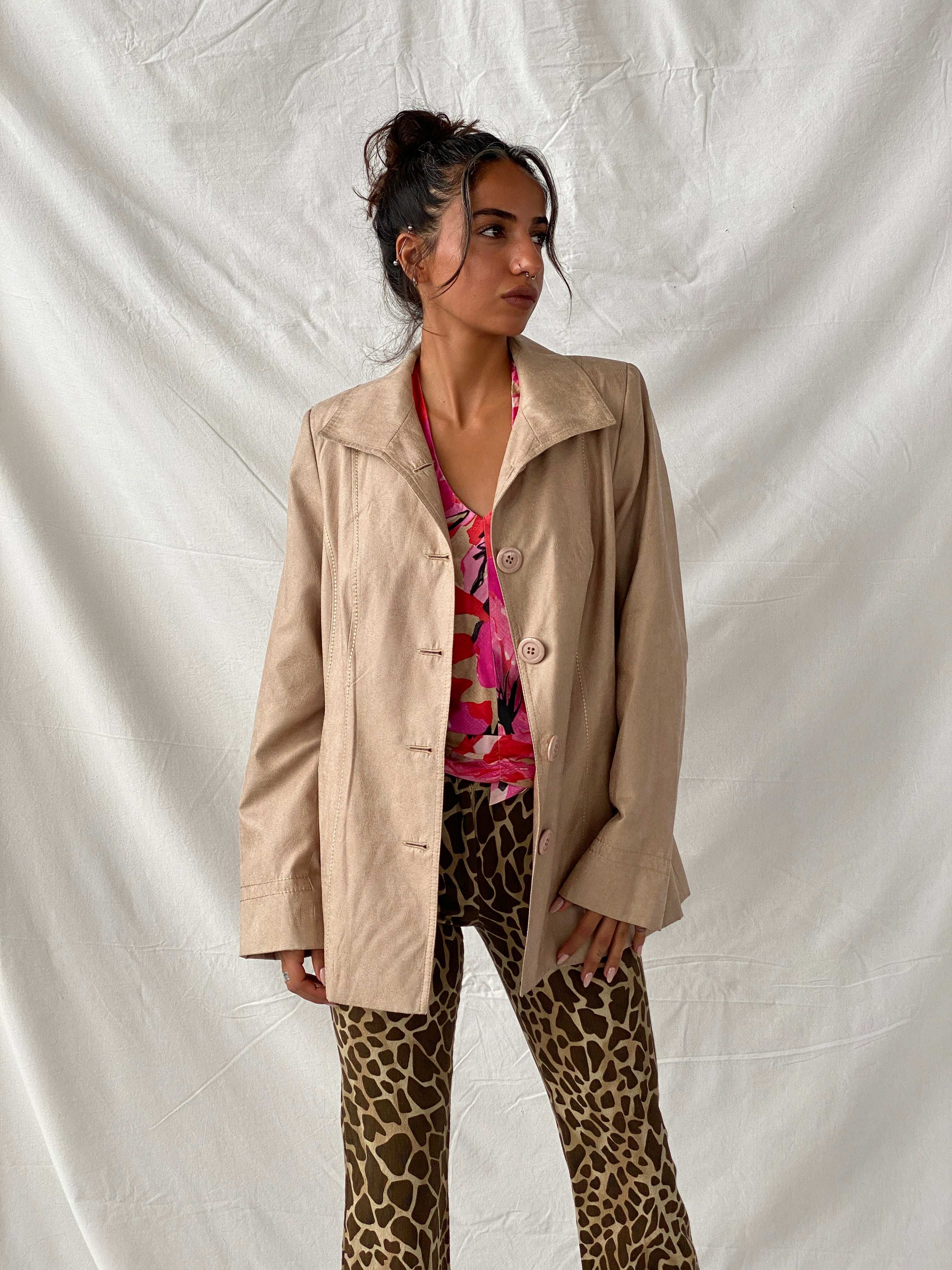 Vintage GAJ Collection Fashion Beige Blazer - L - Balagan Vintage Blazer 90s, blazer, full sleeve blazer, leather blazer, Tojan