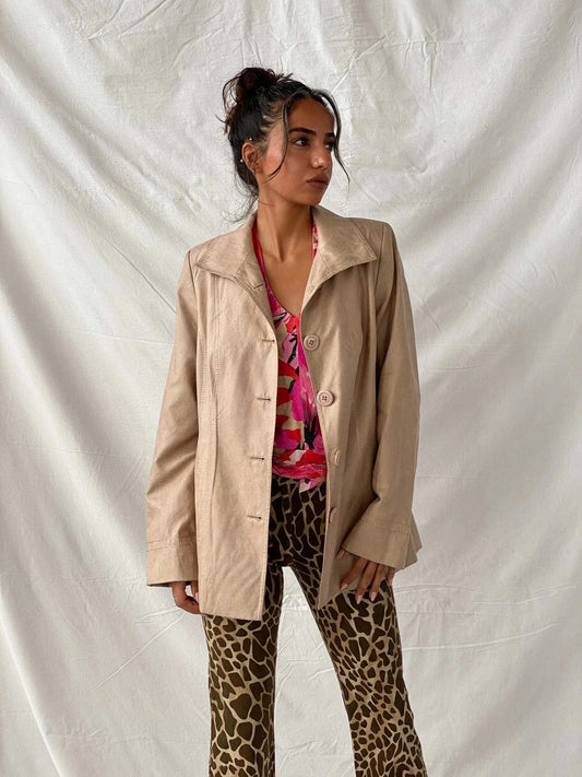 Vintage GAJ Collection Fashion Beige Blazer - L - Balagan Vintage Blazer 90s, blazer, Coats&Jackets, full sleeve blazer, leather blazer, Tojan, Women's Blazers