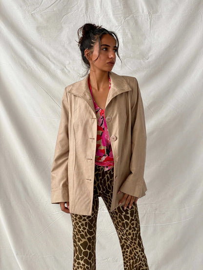 Vintage GAJ Collection Fashion Beige Blazer - L - Balagan Vintage Blazer 90s, blazer, Coats&Jackets, full sleeve blazer, leather blazer, Tojan, Women's Blazers