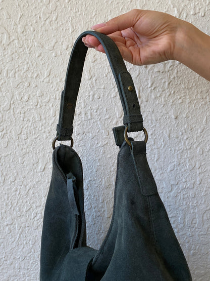 Vintage Genuine Suede Leather Slouchy Shoulder Bag - Balagan Vintage Shoulder Bag 00s, 90s, bag, genuine leather, NEW IN, shoulder bag, Y2K