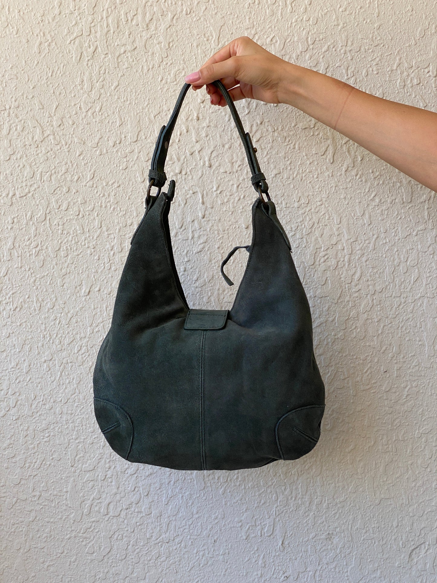 Vintage Genuine Suede Leather Slouchy Shoulder Bag - Balagan Vintage Shoulder Bag 00s, 90s, bag, genuine leather, NEW IN, shoulder bag, Y2K