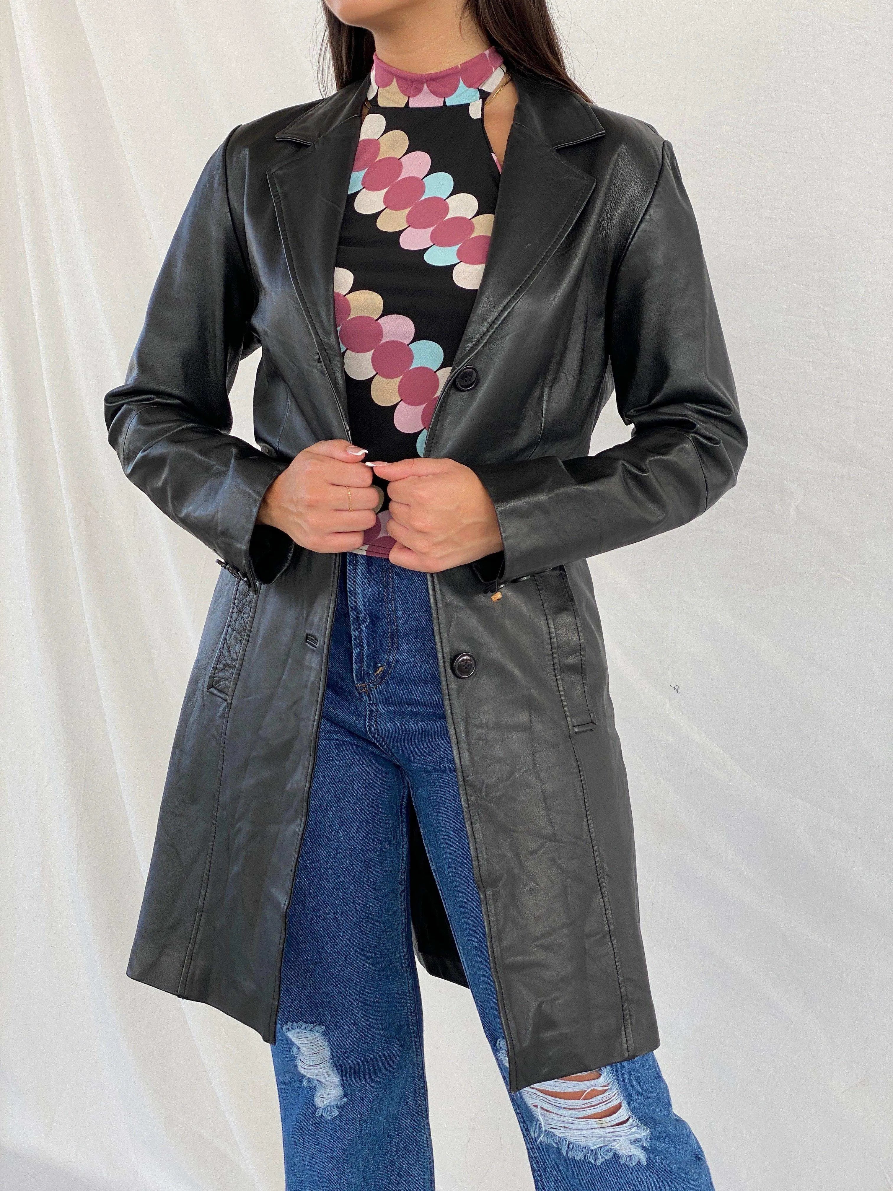 Vintage Gipsy Genuine Black Leather Coat - Balagan Vintage Leather Coat 00s, 90s, black leather, genuine leather, genuine leather coat, Rama