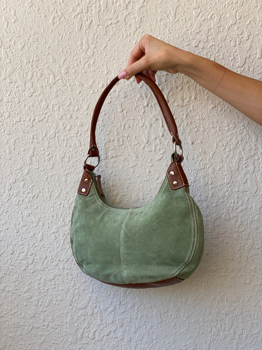Vintage Green Genuine Suede Purse Women’s Soho Shoulder Bag - Balagan Vintage Shoulder Bag 00s, 90s, bag, brown leather, genuine leather, shoulder bag, Y2K