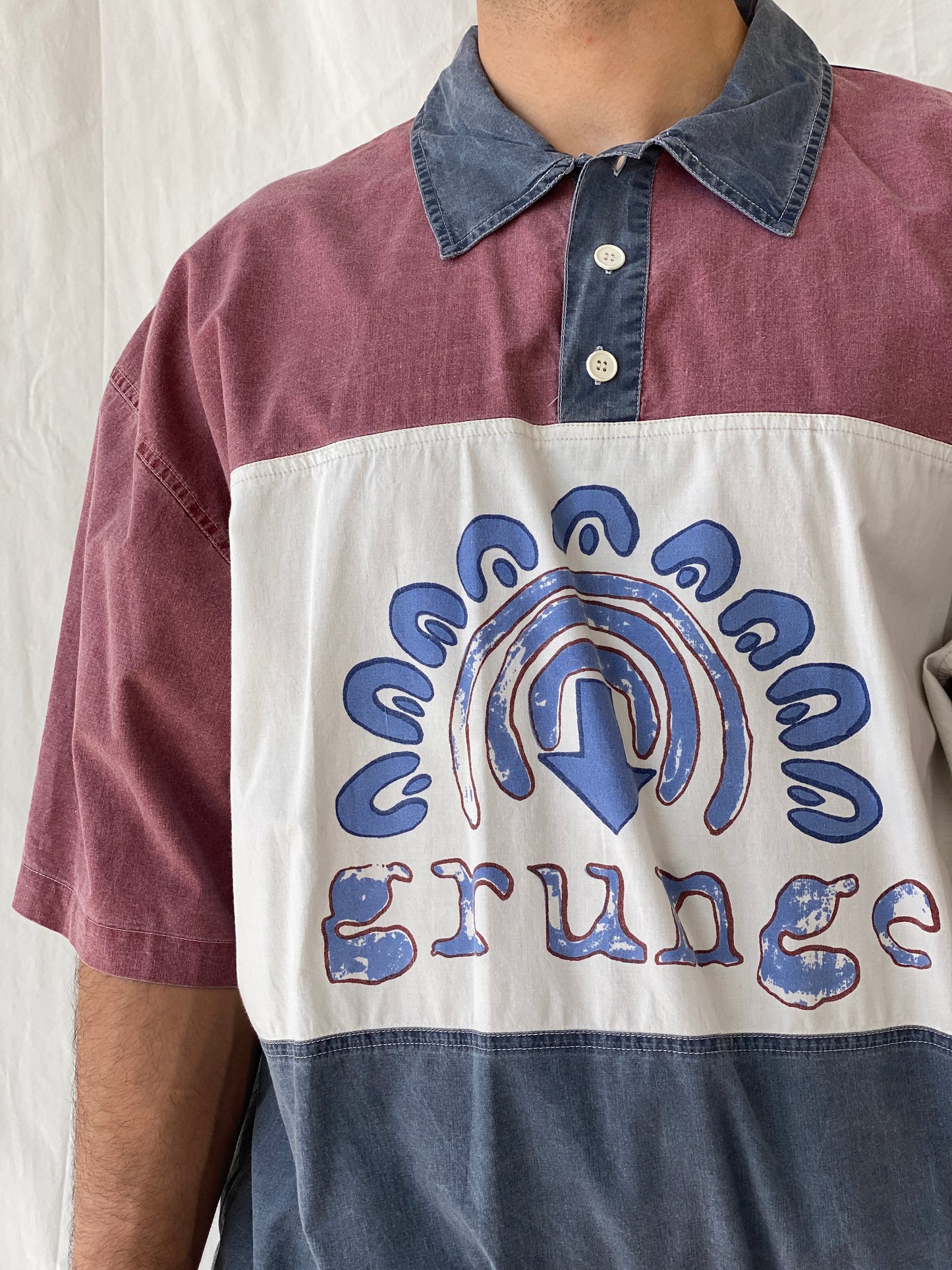 Vintage Grunge Oversized Men’s Streetwear Cotton Polo Shirt - XL - Balagan Vintage Half Sleeve Top 90s, men top, Ramez, summer