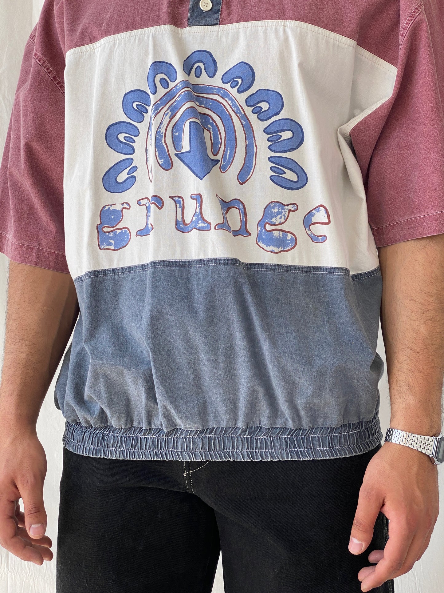 Vintage Grunge Oversized Men’s Streetwear Cotton Polo Shirt - XL - Balagan Vintage Half Sleeve Top 90s, men top, Ramez, summer