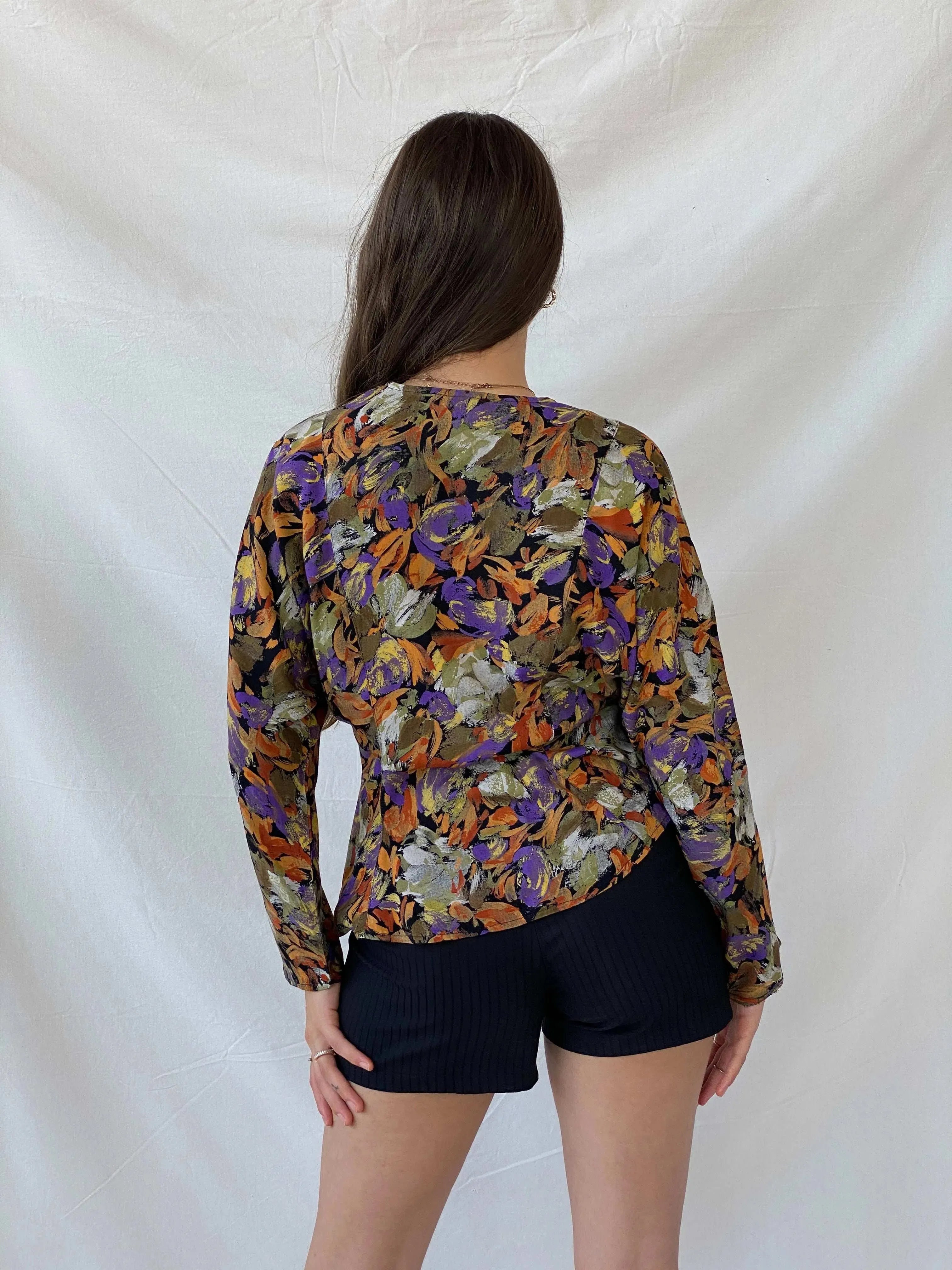 Vintage Handmade Abstract Floral Blouse - M - Balagan Vintage Full Sleeve Shirt 90s, Deals, full sleeve shirt, handmade, Mira, Office core
