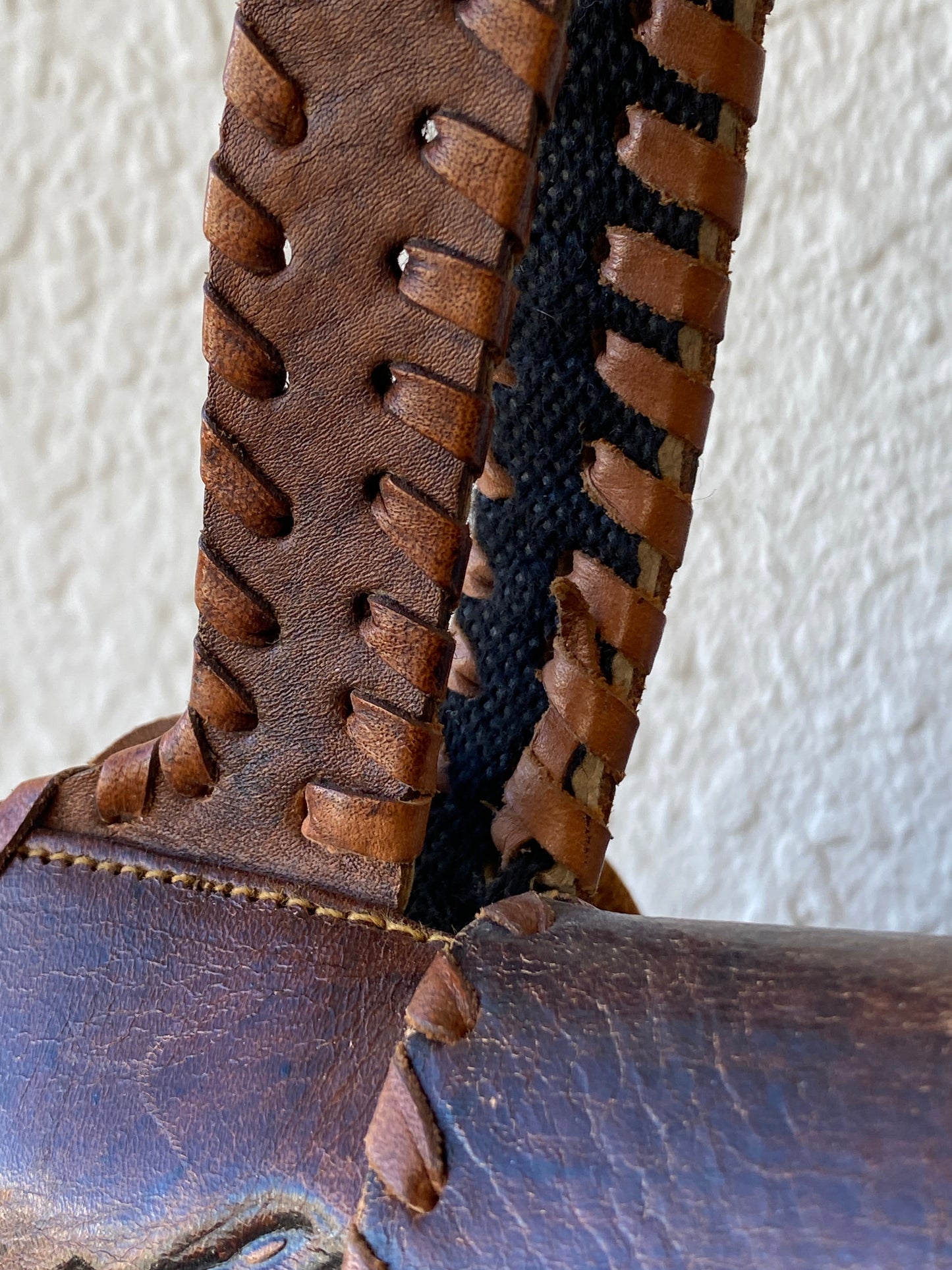 Vintage Handmade African Leather Purse Brown Floral Embossed Shoulder Bag - Balagan Vintage Shoulder Bag 00s, 90s, bag, consignment, genuine leather, shoulder bag, summer, Tojan, Y2K