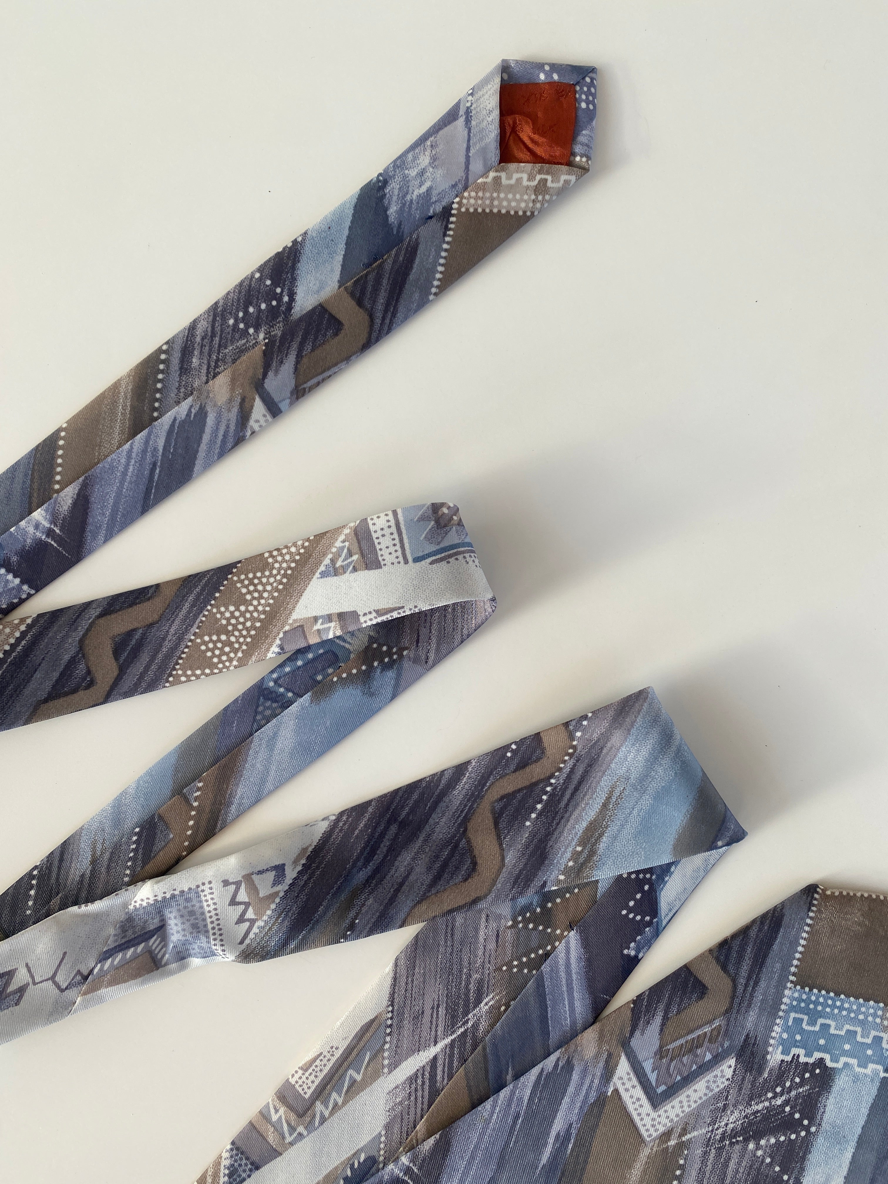 Vintage Handmade Blue Abstract Print Men’s Neck Tie - Balagan Vintage Ties NEW IN, printed ties, tie, vintage, vintage ties