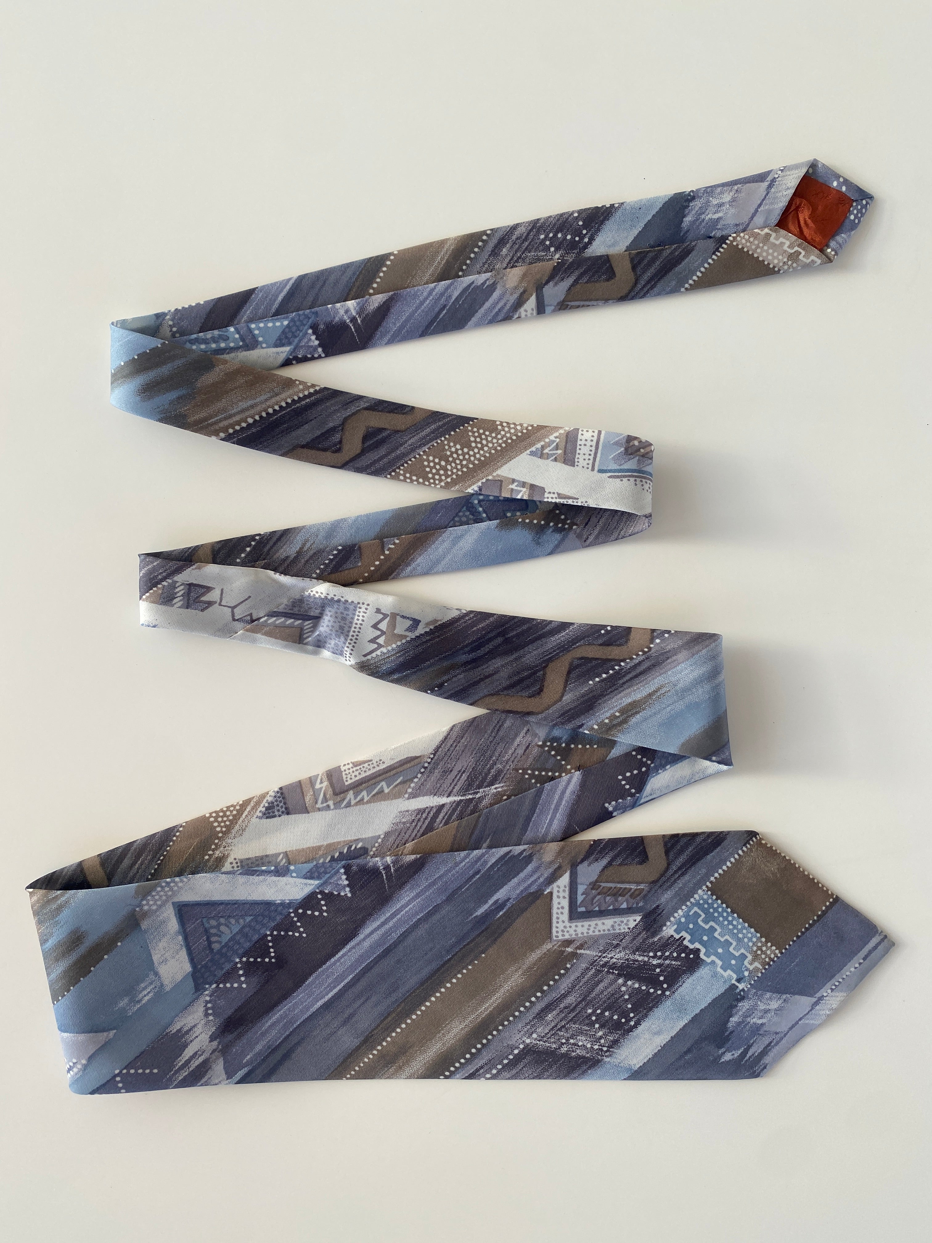 Vintage Handmade Blue Abstract Print Men’s Neck Tie - Balagan Vintage Ties NEW IN, printed ties, tie, vintage, vintage ties