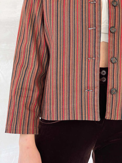 Vintage Handmade Brown & Red Striped Blazer - M - Balagan Vintage Blazer 90s, blazer, Coats&Jackets, full sleeve blazer, Mira, winter, Women's Blazers