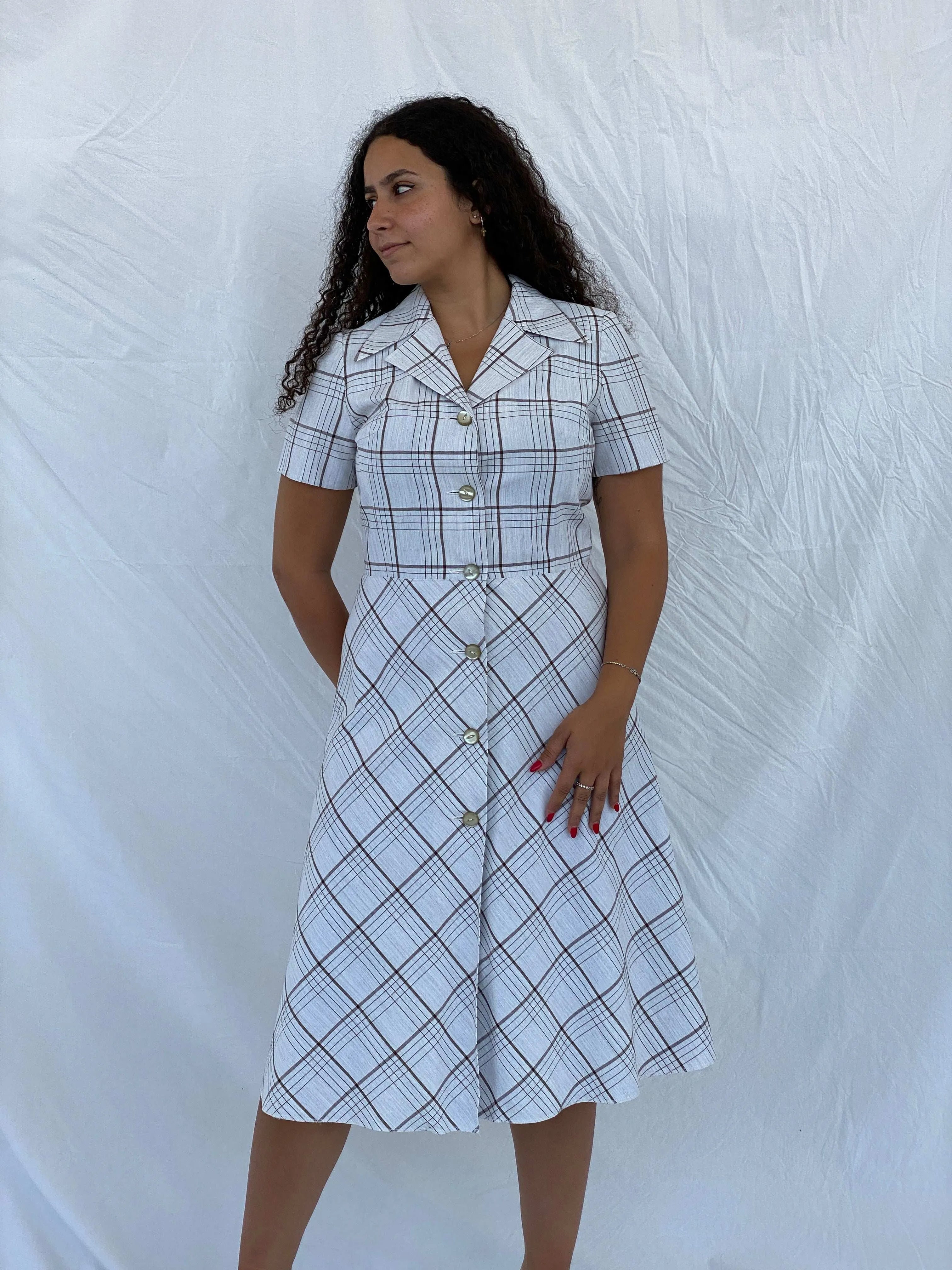 Vintage Handmade Checkered Picnic Midi Dress Size L - Balagan Vintage Midi Dress 00s, 00s dress, 90s, Dina, dress, midi dress, summer dress
