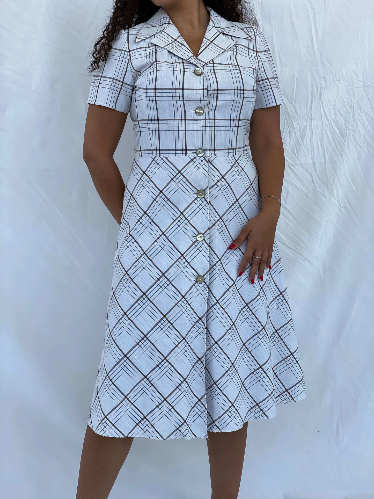 Vintage Handmade Checkered Picnic Midi Dress Size L - Balagan Vintage Midi Dress 00s, 00s dress, 90s, Dina, dress, midi dress, summer dress