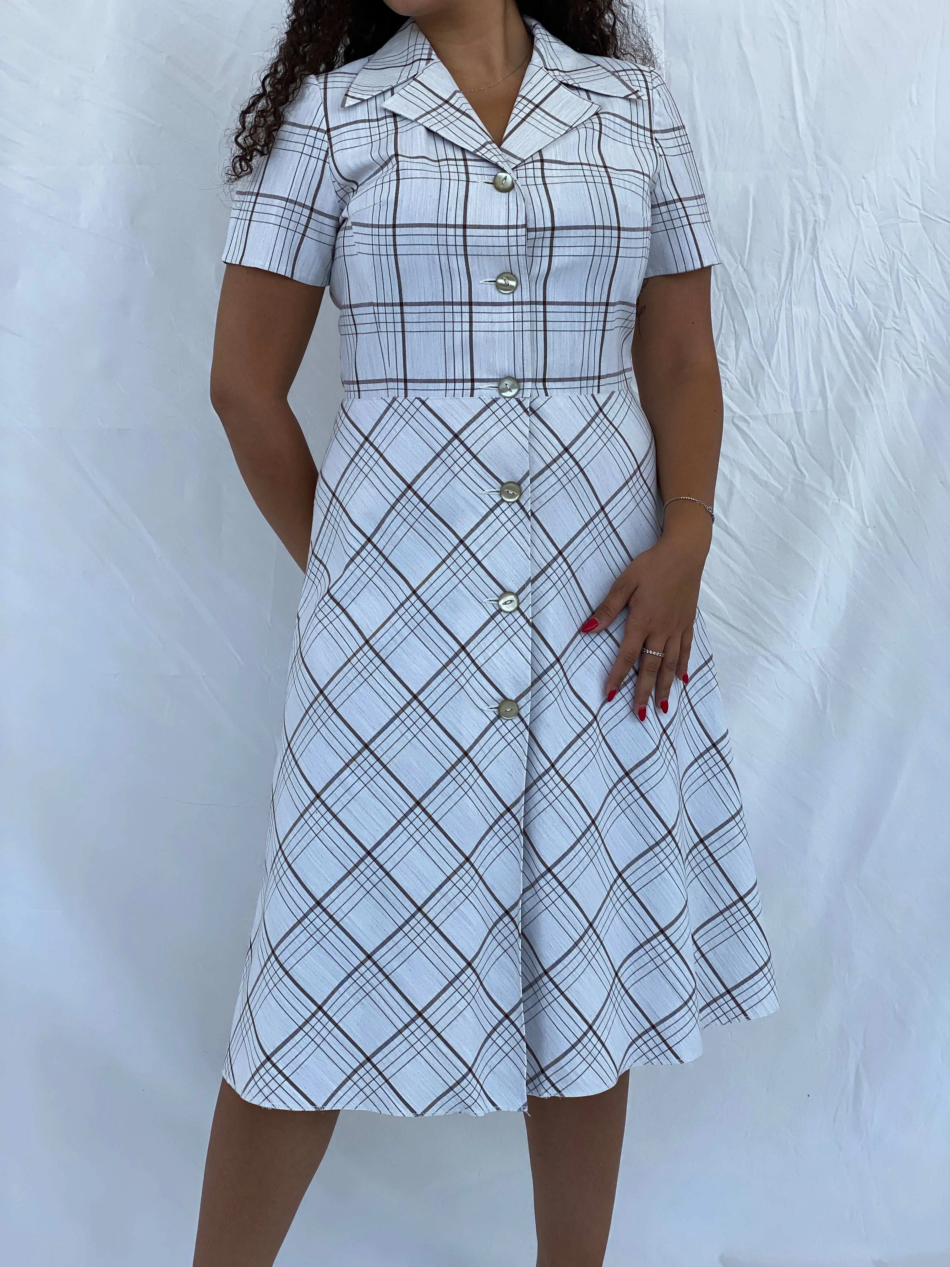Vintage Handmade Checkered Picnic Midi Dress Size L - Balagan Vintage Midi Dress 00s, 00s dress, 90s, Dina, dress, midi dress, summer dress