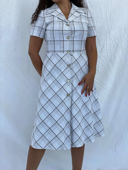 Vintage Handmade Checkered Picnic Midi Dress Size L - Balagan Vintage Midi Dress 00s, 00s dress, 90s, Dina, dress, midi dress, summer dress