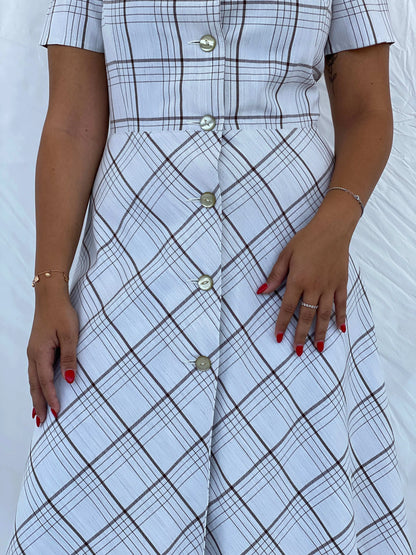 Vintage Handmade Checkered Picnic Midi Dress Size L - Balagan Vintage Midi Dress 00s, 00s dress, 90s, Dina, dress, midi dress, summer dress