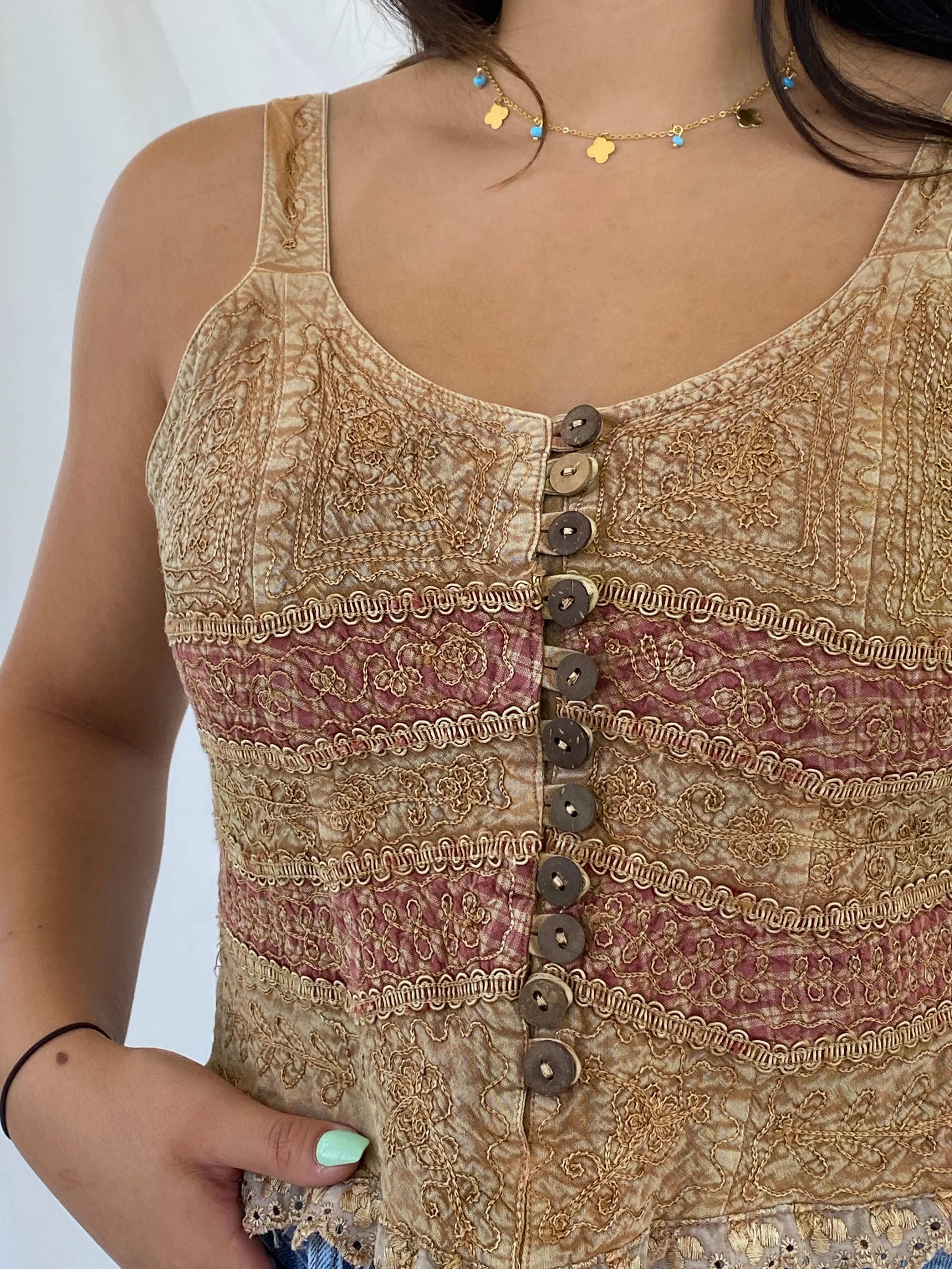 Vintage Handmade Scrunch Top - M/L - Balagan Vintage Sleeveless Top 00s, Lana, sleeveless top, summer