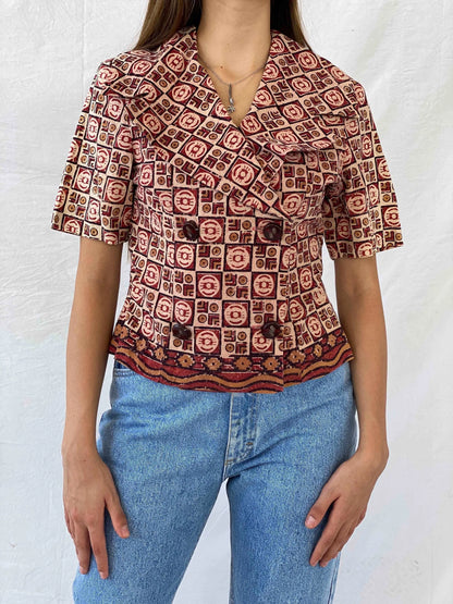 Vintage Handmade Tribal Pattern Blazer - Balagan Vintage Half Sleeve Blazer 00s, 90s, Coats&Jackets, Deals, half sleeve blazer, Mira, Women's Blazers