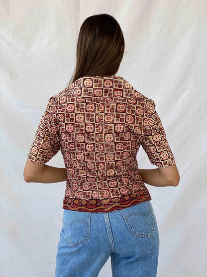 Vintage Handmade Tribal Pattern Blazer - Balagan Vintage Half Sleeve Blazer 00s, 90s, Coats&Jackets, Deals, half sleeve blazer, Mira, Women's Blazers