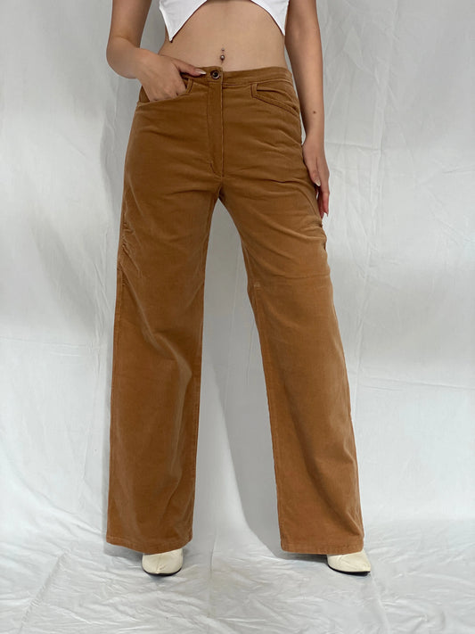 Vintage Handmade Wide-Leg Brown Mid-Rise Corduroy Pants - 38EUR - Balagan Vintage Corduroy Pants Ayah, corduroy, corduroy pants, pants, vintage pants