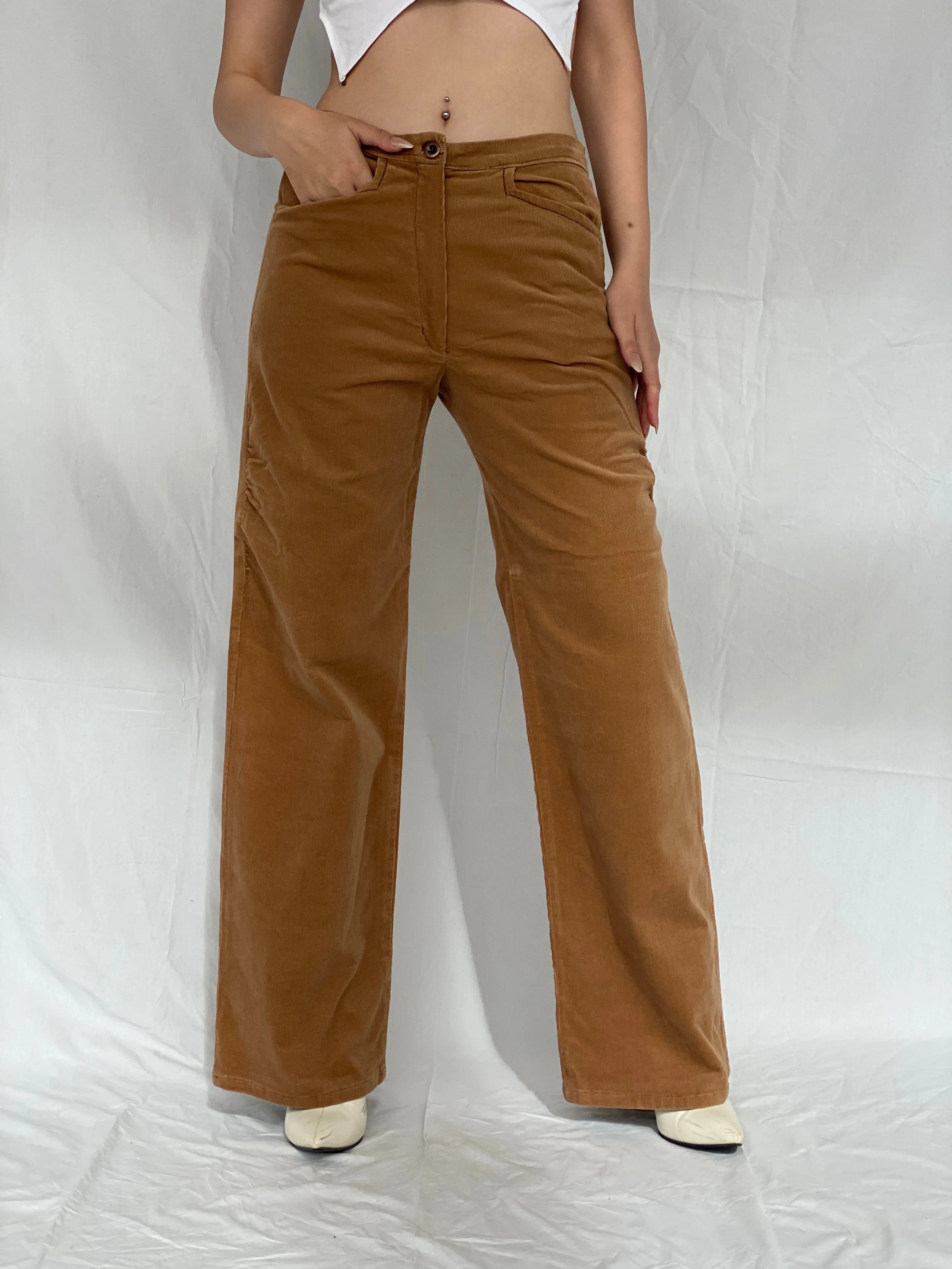 Vintage Handmade Wide-Leg Brown Mid-Rise Corduroy Pants - 38EUR - Balagan Vintage Corduroy Pants Ayah, corduroy, corduroy pants, pants, vintage pants