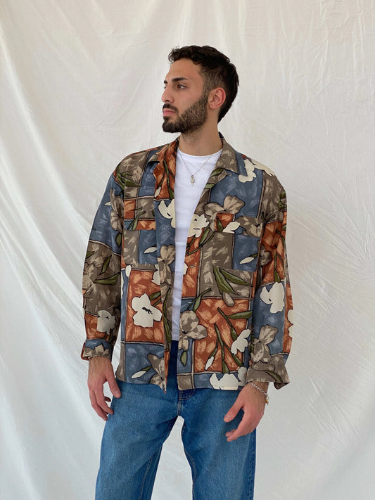 Vintage Hattie Carnegie Floral Full Sleeve Silk Shirt Size M - Balagan Vintage Full Sleeve Shirt 00s, 90s, Awsam, full sleeve shirt, printed shirt, silk shirt