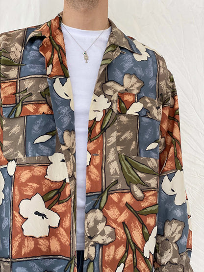 Vintage Hattie Carnegie Floral Full Sleeve Silk Shirt Size M - Balagan Vintage Full Sleeve Shirt 00s, 90s, Awsam, full sleeve shirt, printed shirt, silk shirt