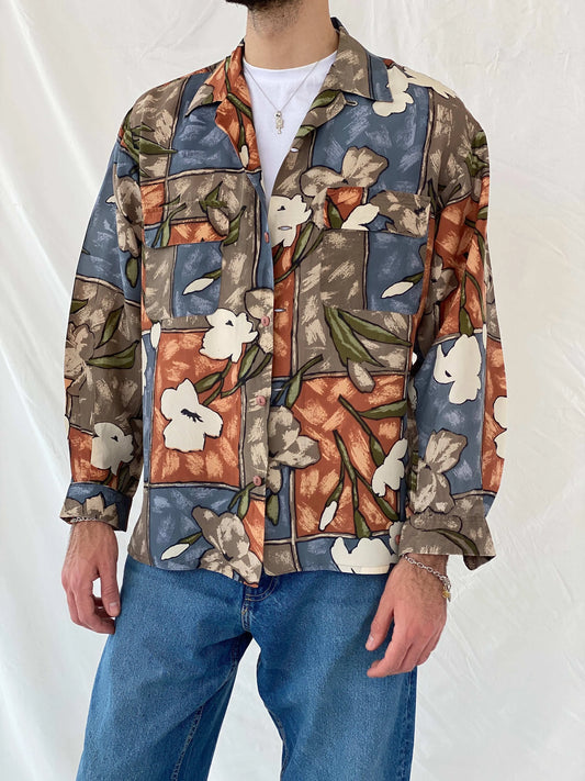 Vintage Hattie Carnegie Floral Full Sleeve Silk Shirt Size M - Balagan Vintage Full Sleeve Shirt 00s, 90s, Awsam, full sleeve shirt, printed shirt, silk shirt