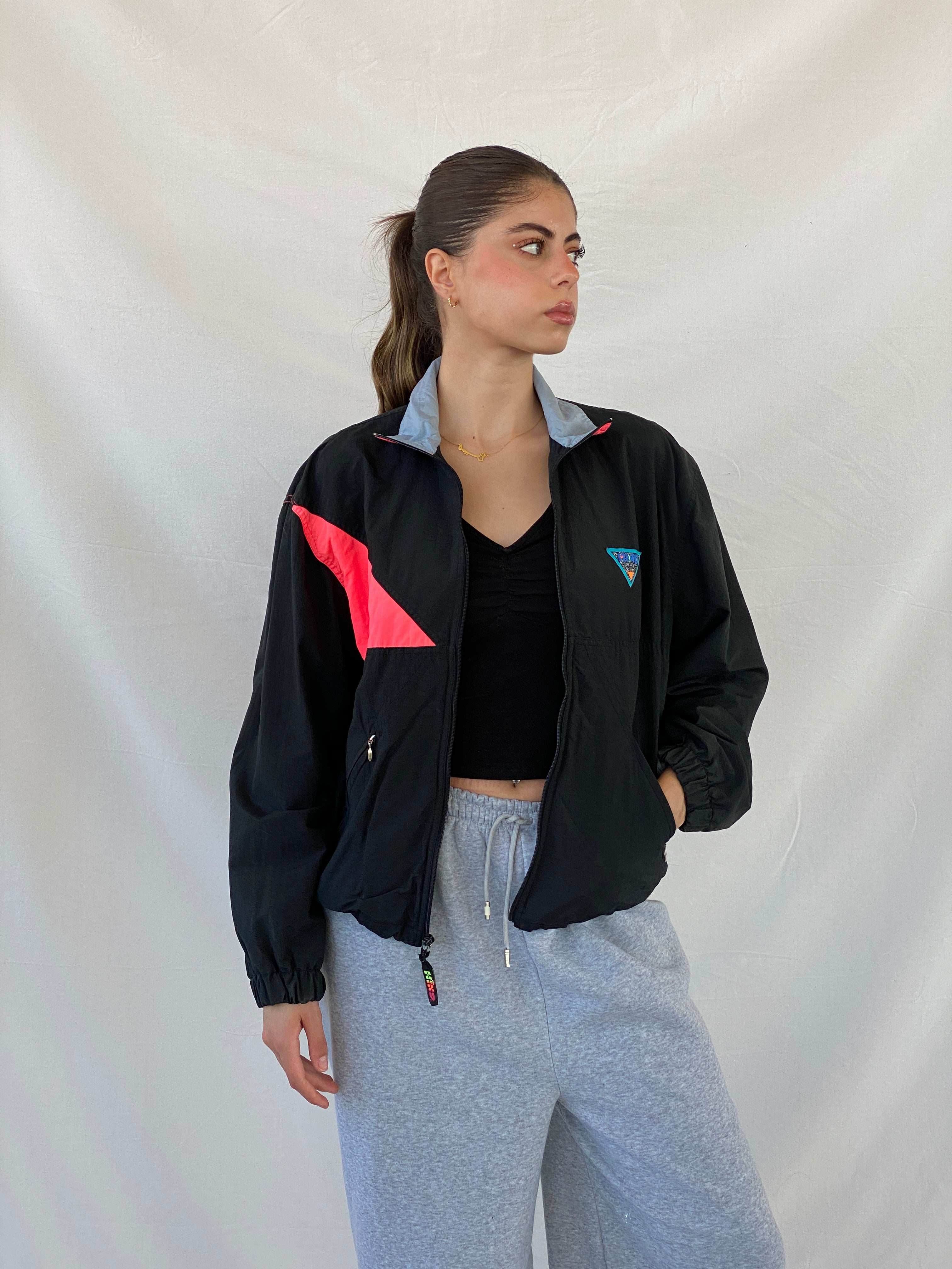 Vintage HIND Black Windbreaker Track Jacket - M - Balagan Vintage Windbreaker Jacket 00s, Mira, vintage, vintage windbreaker, windbreaker, windbreaker jacket, women