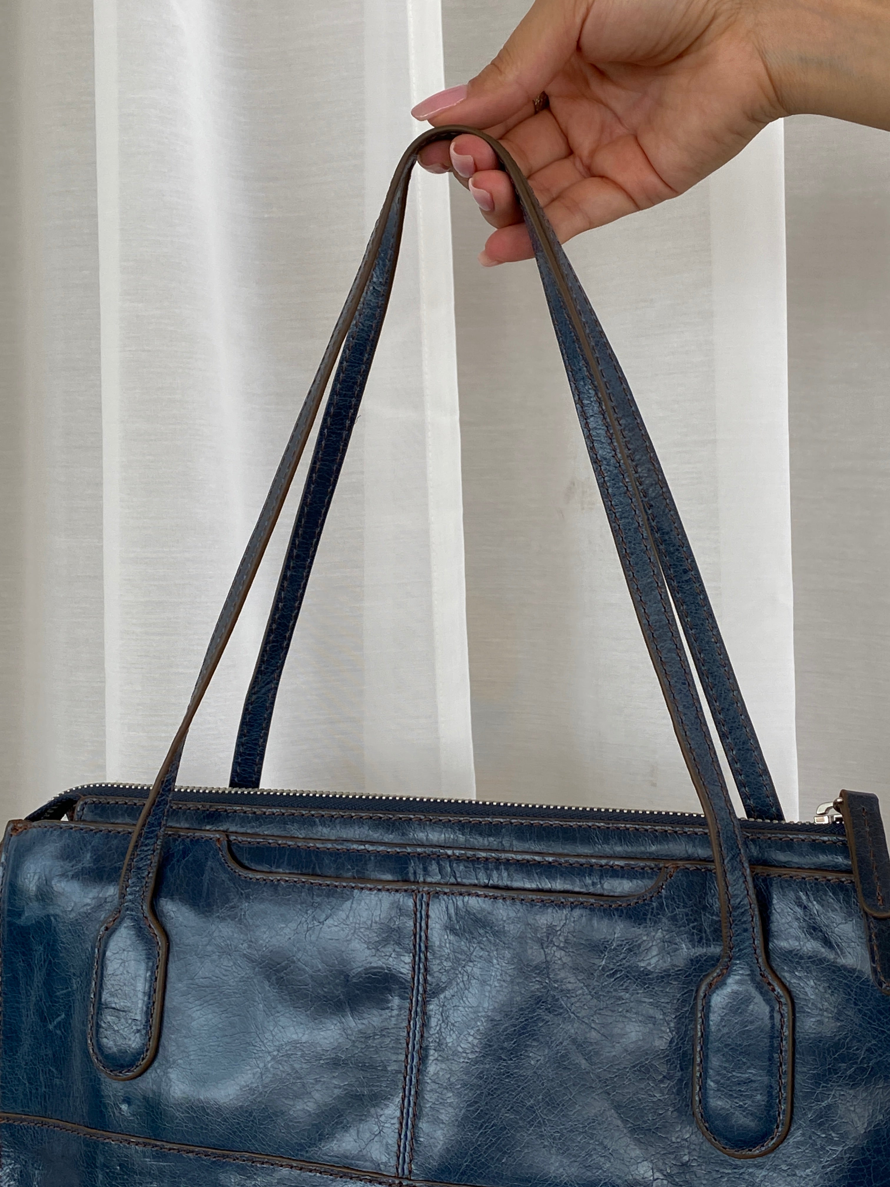 Vintage Hobo The Original Friar Genuine Leather Navy Shoulder Bag - Balagan Vintage Handbags 00s, 90s, bag, genuine leather, NEW IN, shoulder bag, Y2K