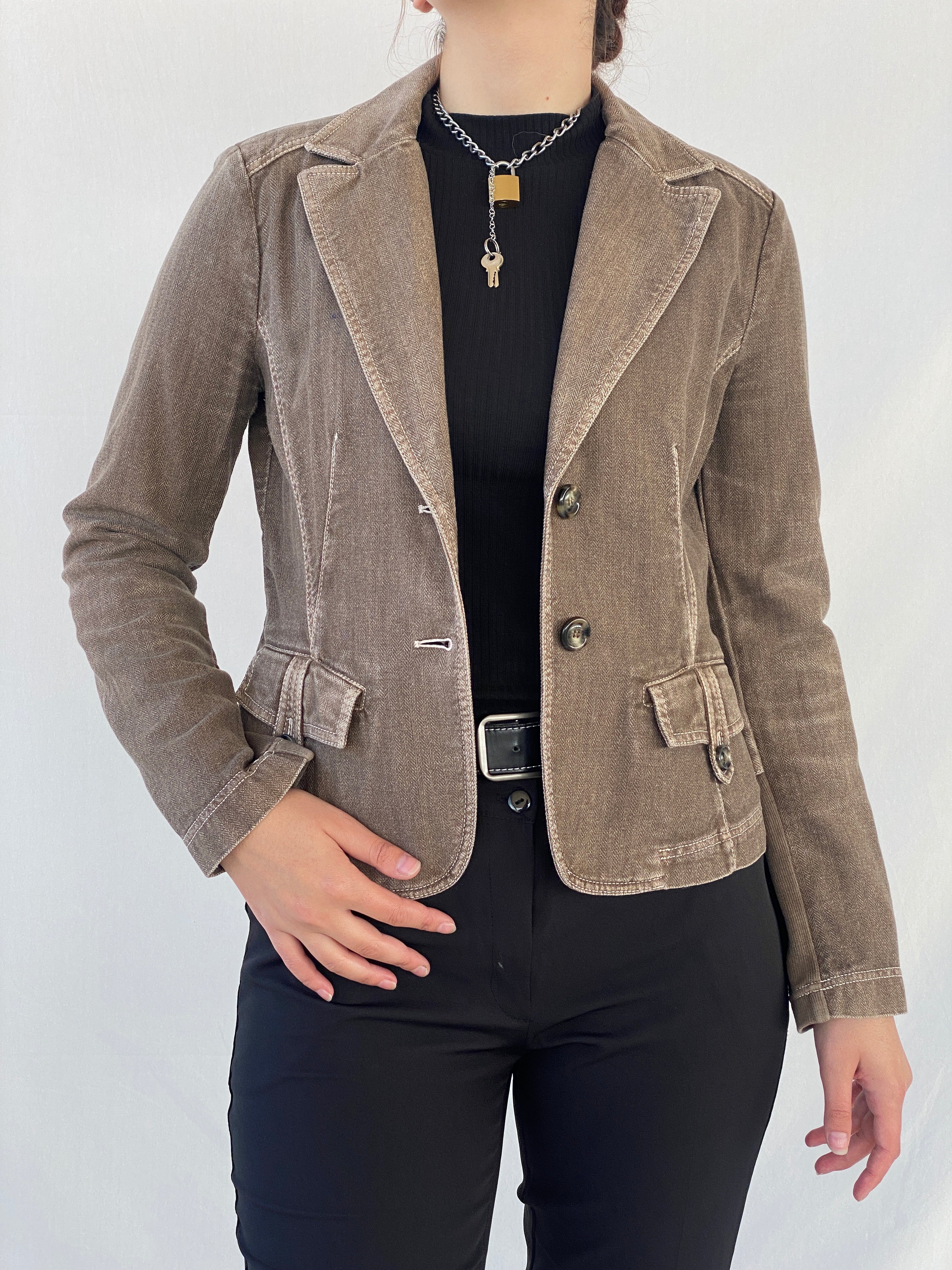 Vintage i Blues Club Women’s Gray Structured Wool Blend Blazer - L - Balagan Vintage Blazer Ayah, blazer, full sleeve blazer, NEW IN, wool