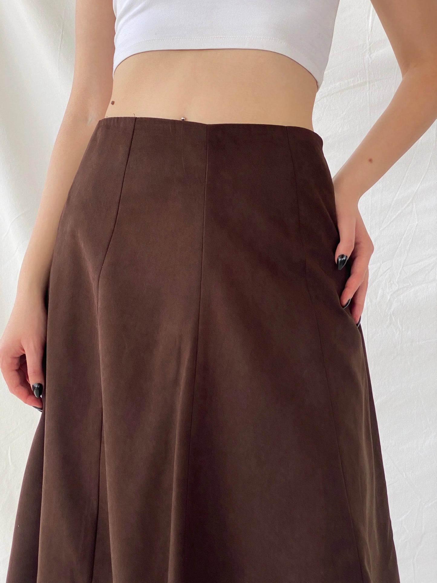 Vintage Ikram Brown Asymmetric Layered Midi Skirt - M - Balagan Vintage Midi Skirt Ayah, midi skirt, skirt, women skirt