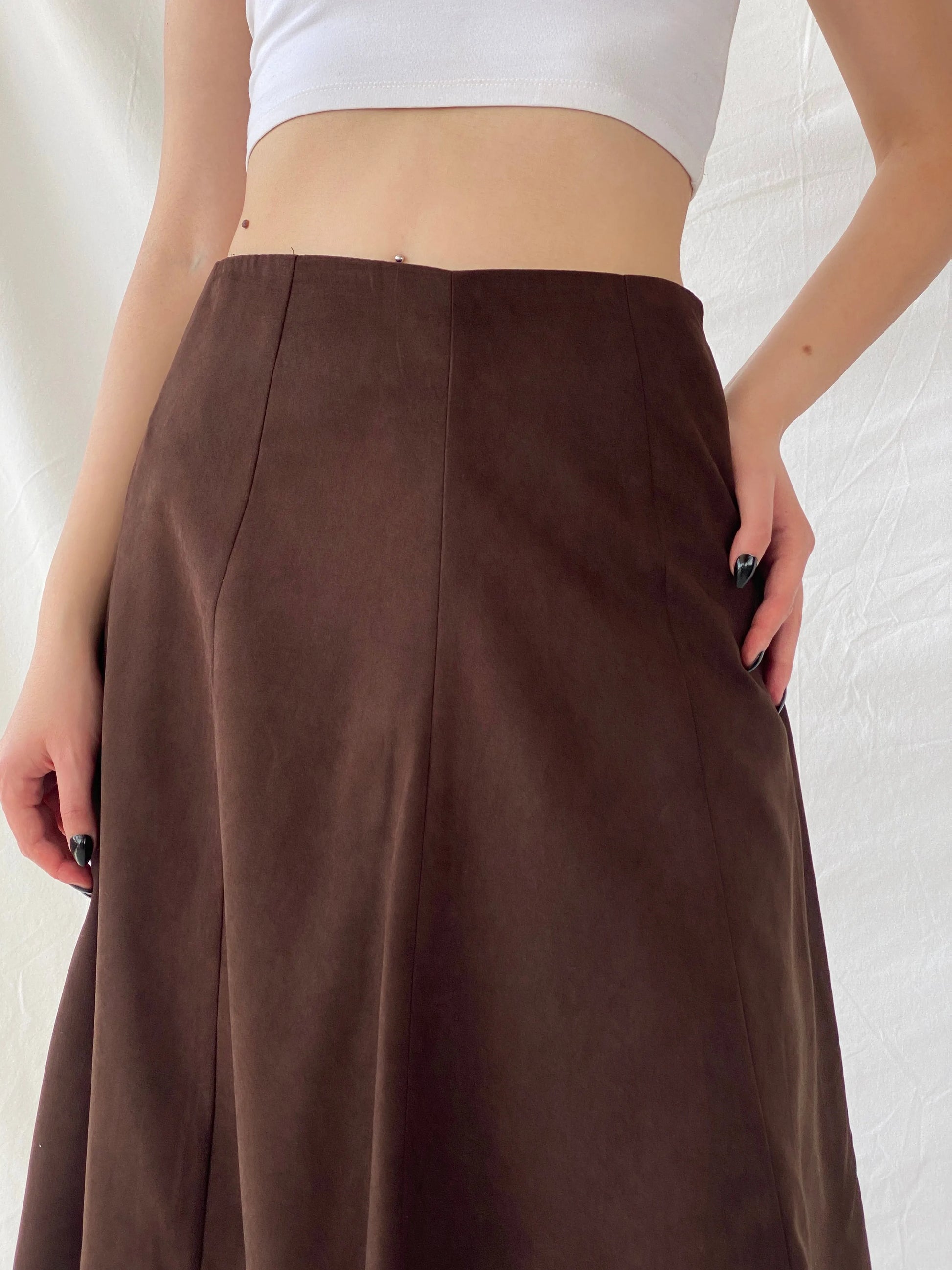 Vintage Ikram Brown Asymmetric Layered Midi Skirt - M - Balagan Vintage Midi Skirt Ayah, midi skirt, skirt, women skirt