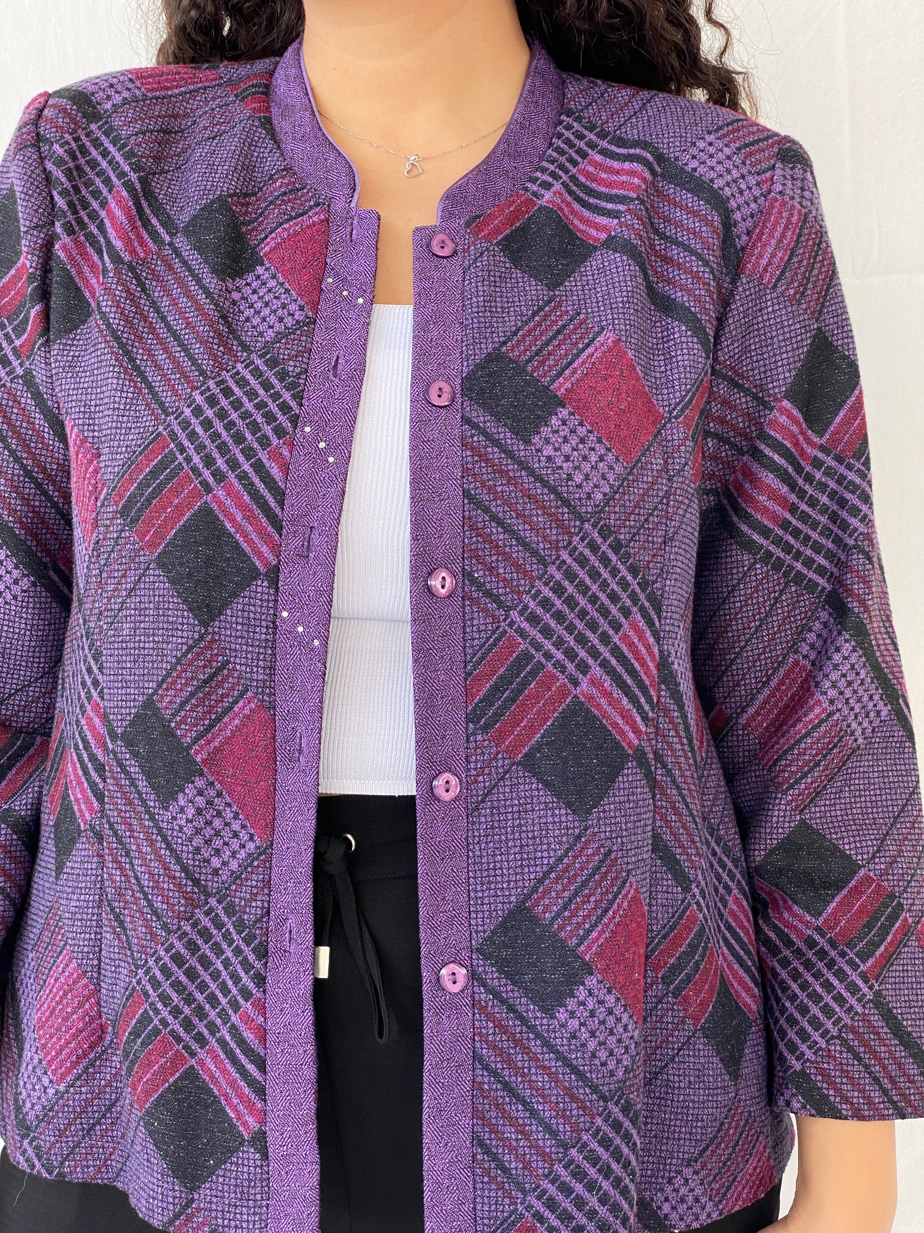 Vintage Ing Ming Purple Crew Neck Cardigan - XL - Balagan Vintage Cardigan 00s, 90s, cardigan, Dina