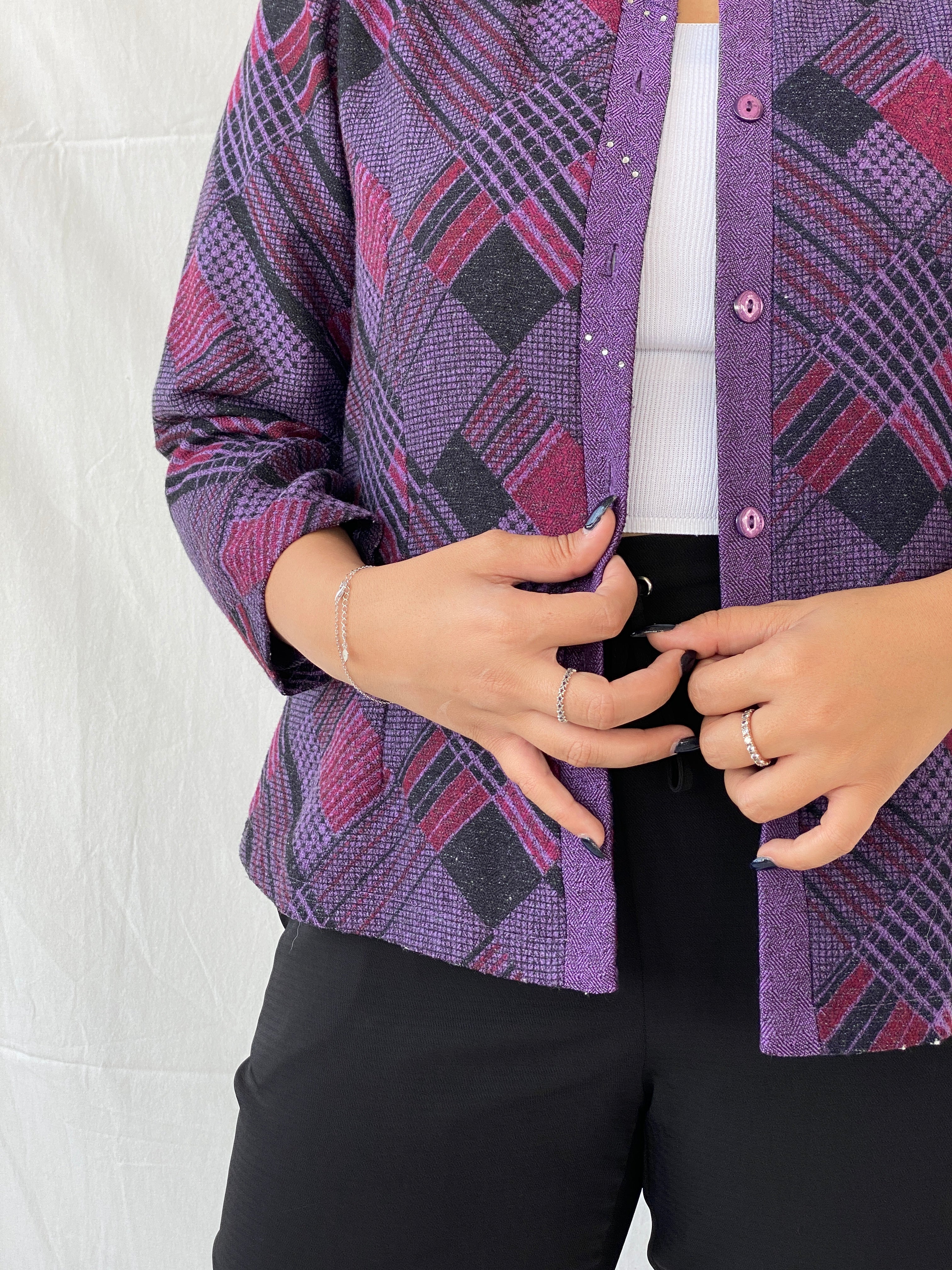 Vintage Ing Ming Purple Crew Neck Cardigan - XL - Balagan Vintage Cardigan 00s, 90s, cardigan, Dina