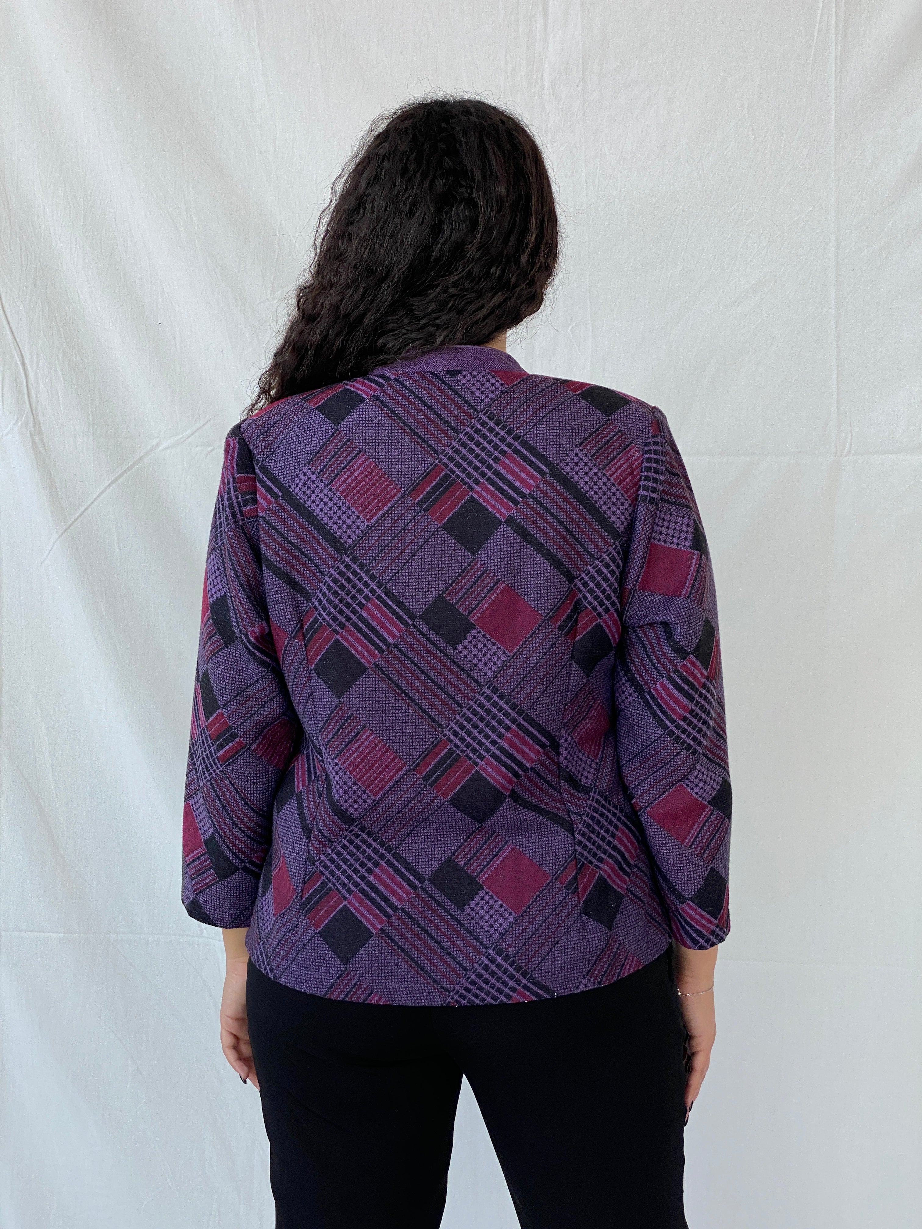 Vintage Ing Ming Purple Crew Neck Cardigan - XL - Balagan Vintage Cardigan 00s, 90s, cardigan, Dina