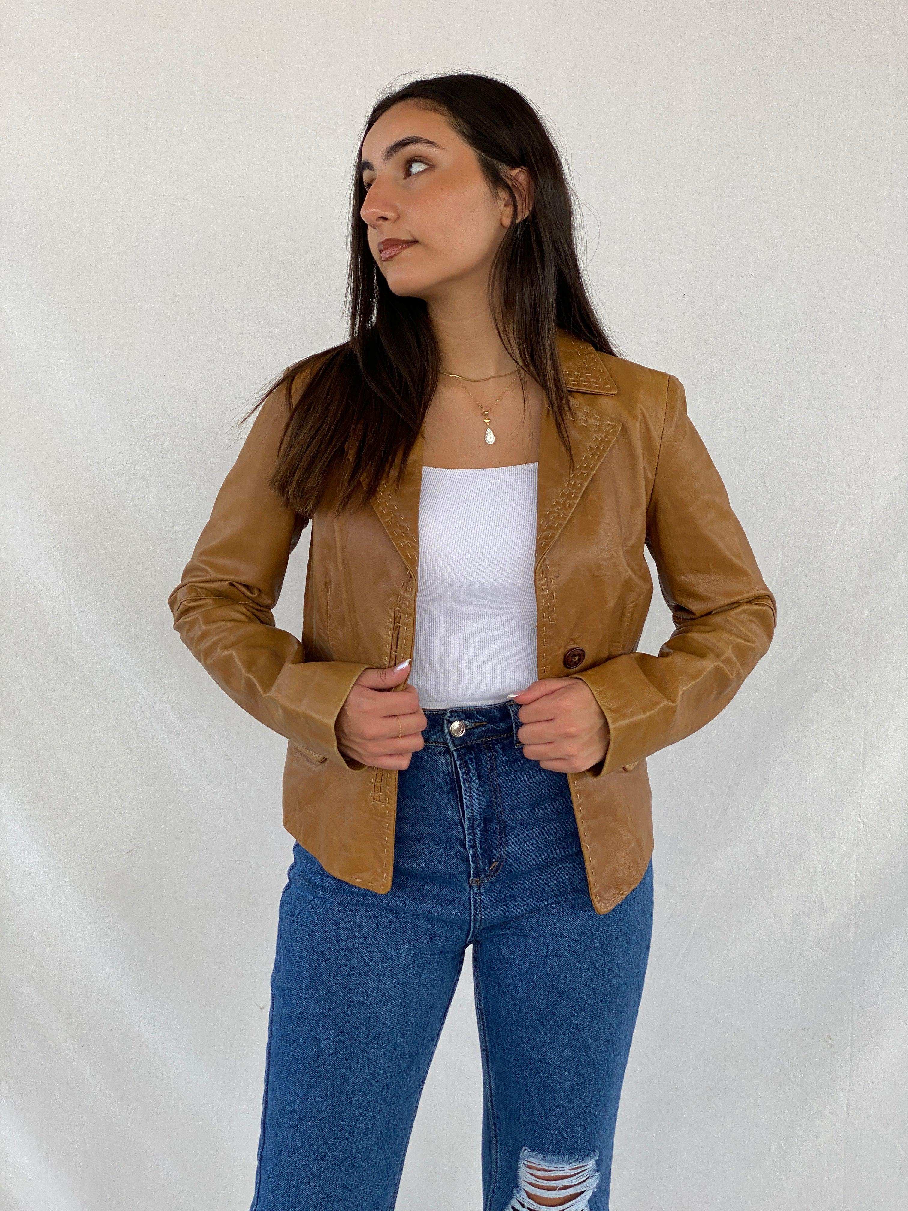 Vintage Intrend Genuine Leather Blazer - Balagan Vintage Leather Blazer 00s, 90s, genuine leather, genuine leather jacket, Rama