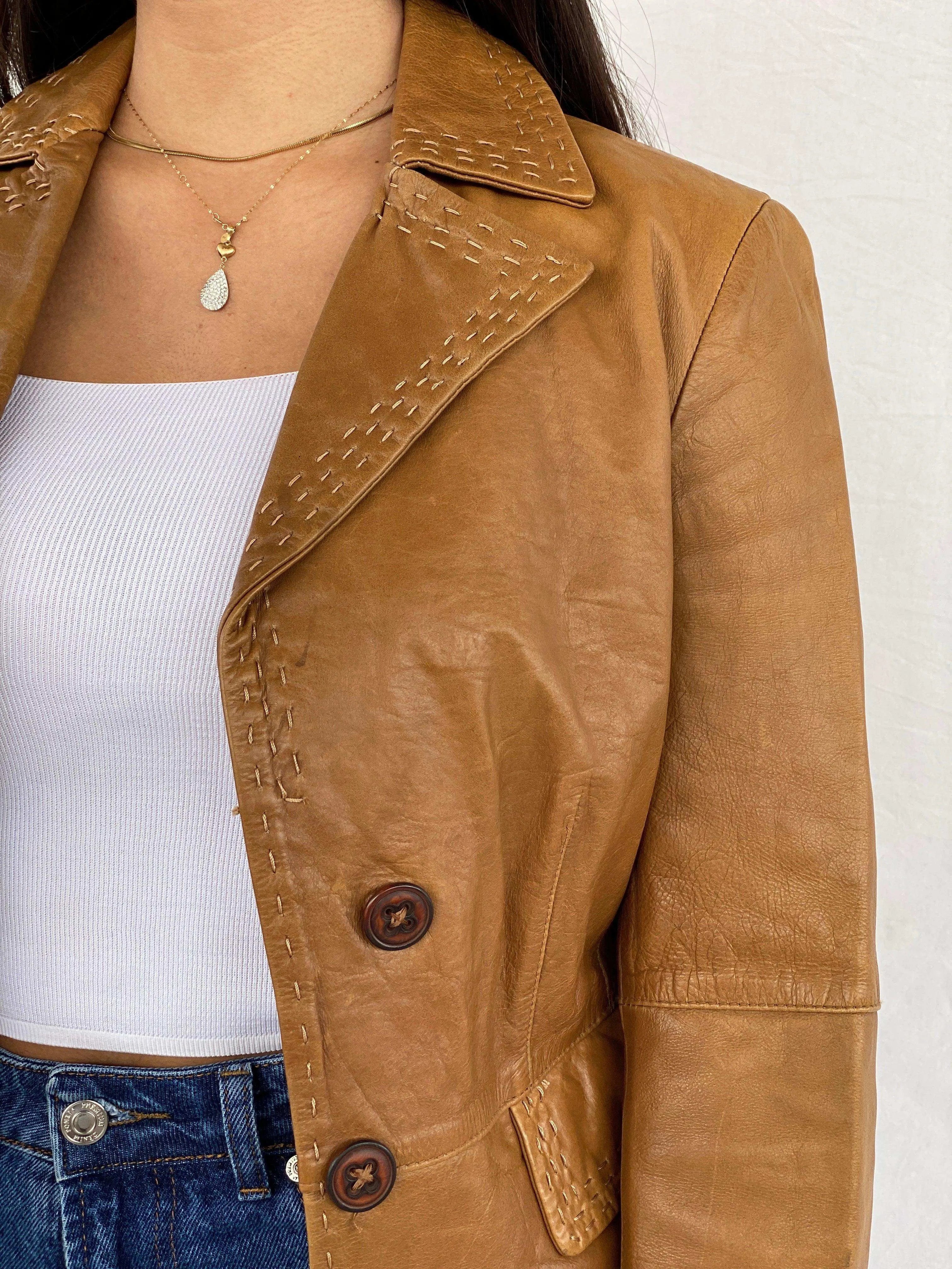 Vintage Intrend Genuine Leather Blazer - Balagan Vintage Leather Blazer 00s, 90s, genuine leather, genuine leather jacket, Rama