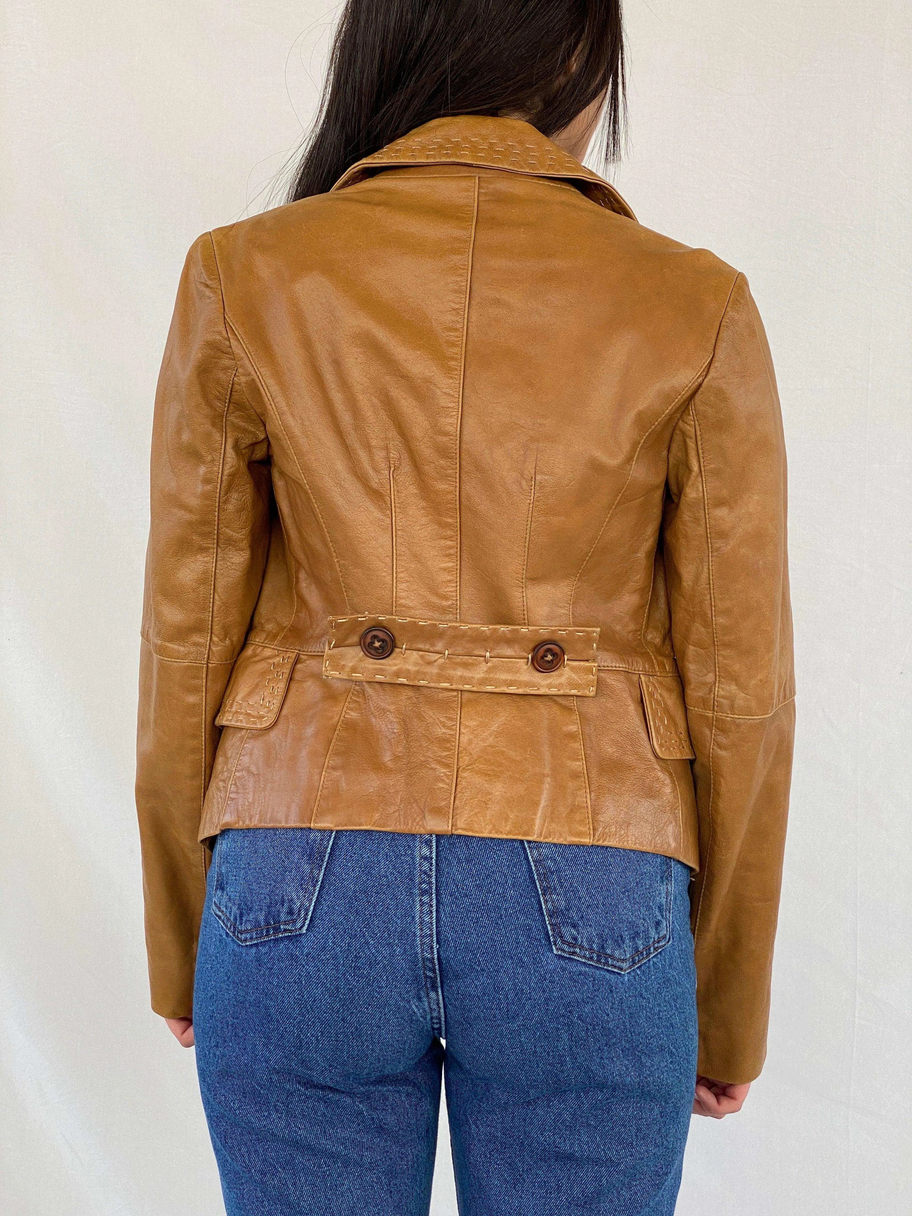 Vintage Intrend Genuine Leather Blazer - Balagan Vintage Leather Blazer 00s, 90s, genuine leather, genuine leather jacket, Rama