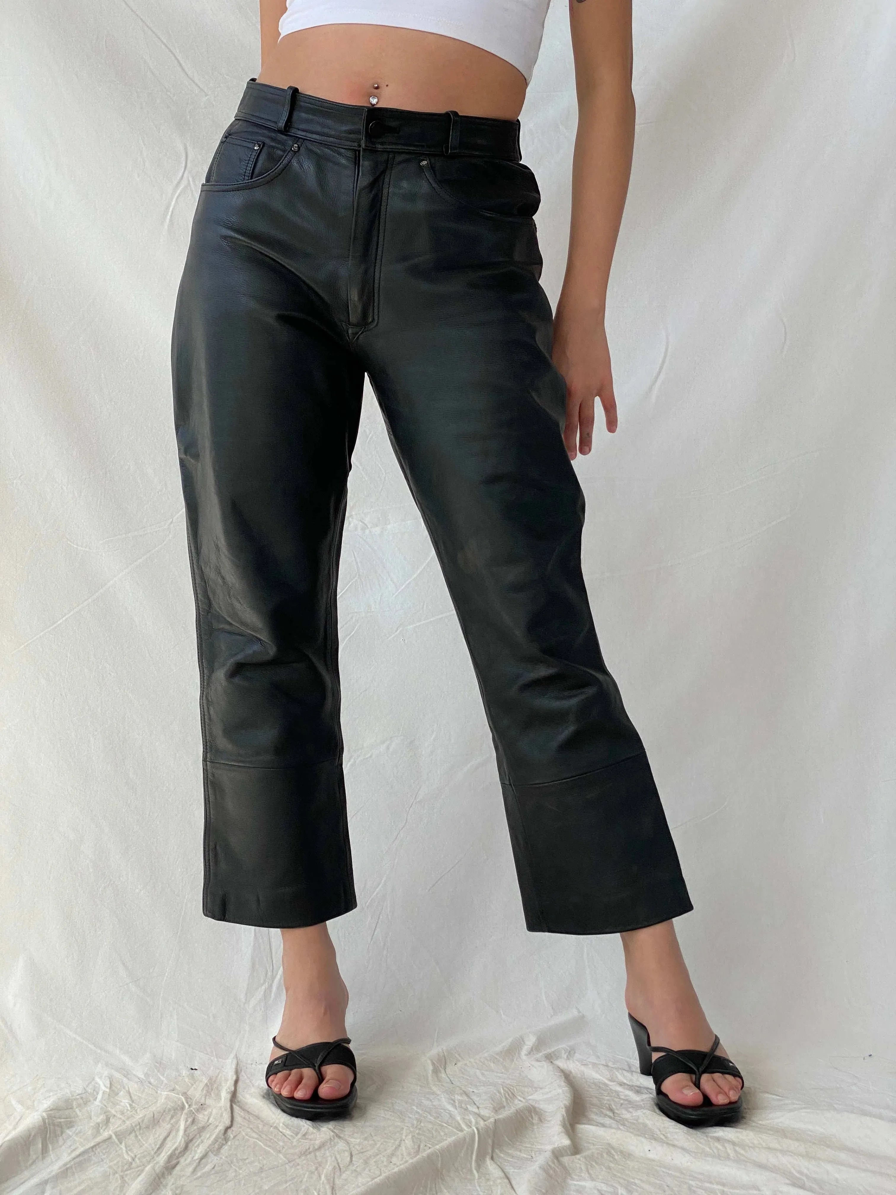 Vintage IXS Black Genuine Leather Motorcycle Pants - L - Balagan Vintage Pants genuine leather, leather, Mira, pants, women pants