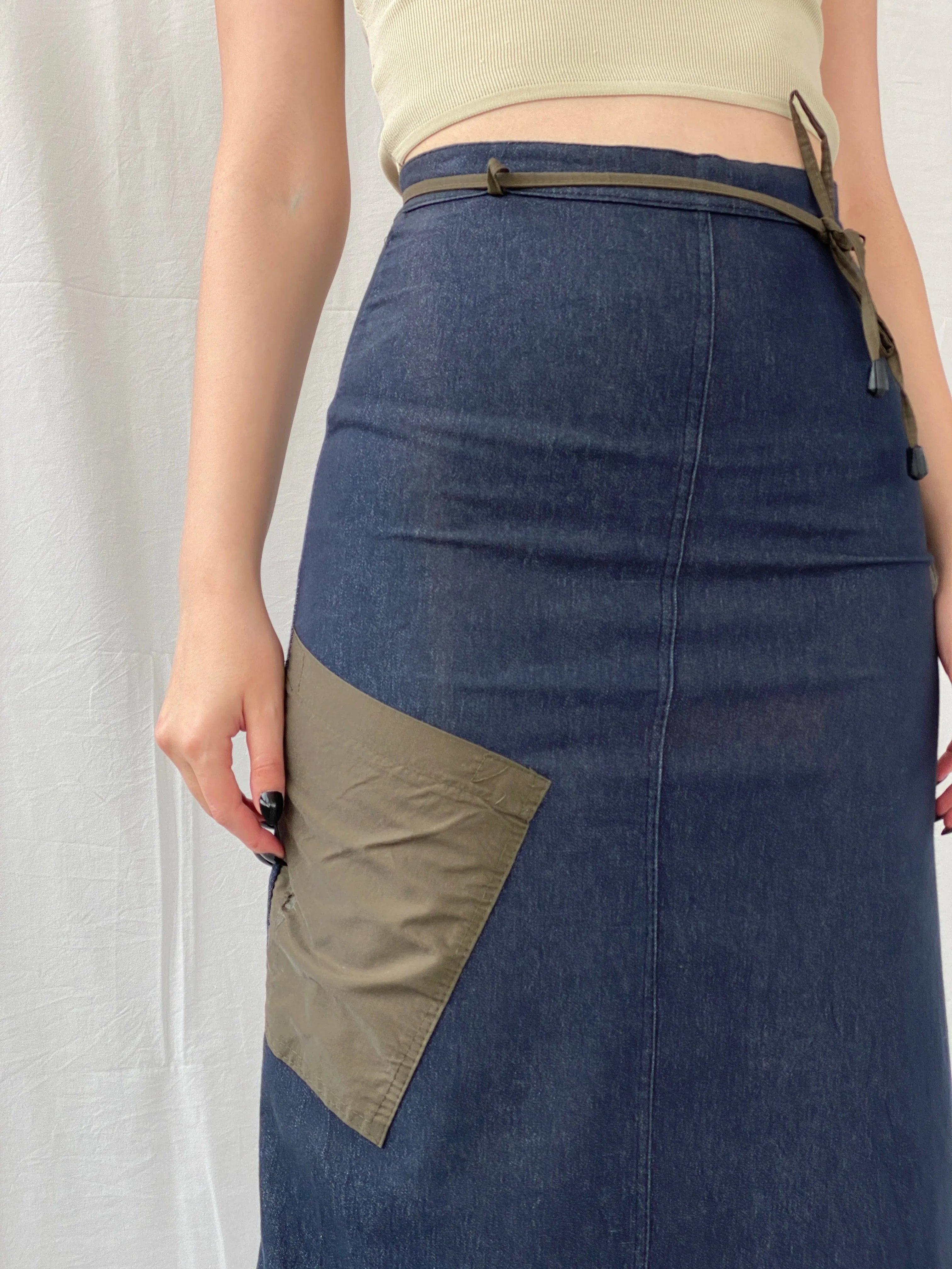 Vintage JDF Paris Archival Ruched Trim Utility Maxi Denim Skirt - S - Balagan Vintage Maxi Skirt 00s, Ayah, denim, maxi skirt, NEW IN, women skirt