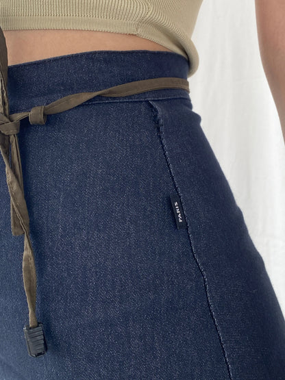 Vintage JDF Paris Archival Ruched Trim Utility Maxi Denim Skirt - S - Balagan Vintage Maxi Skirt 00s, Ayah, denim, maxi skirt, women skirt