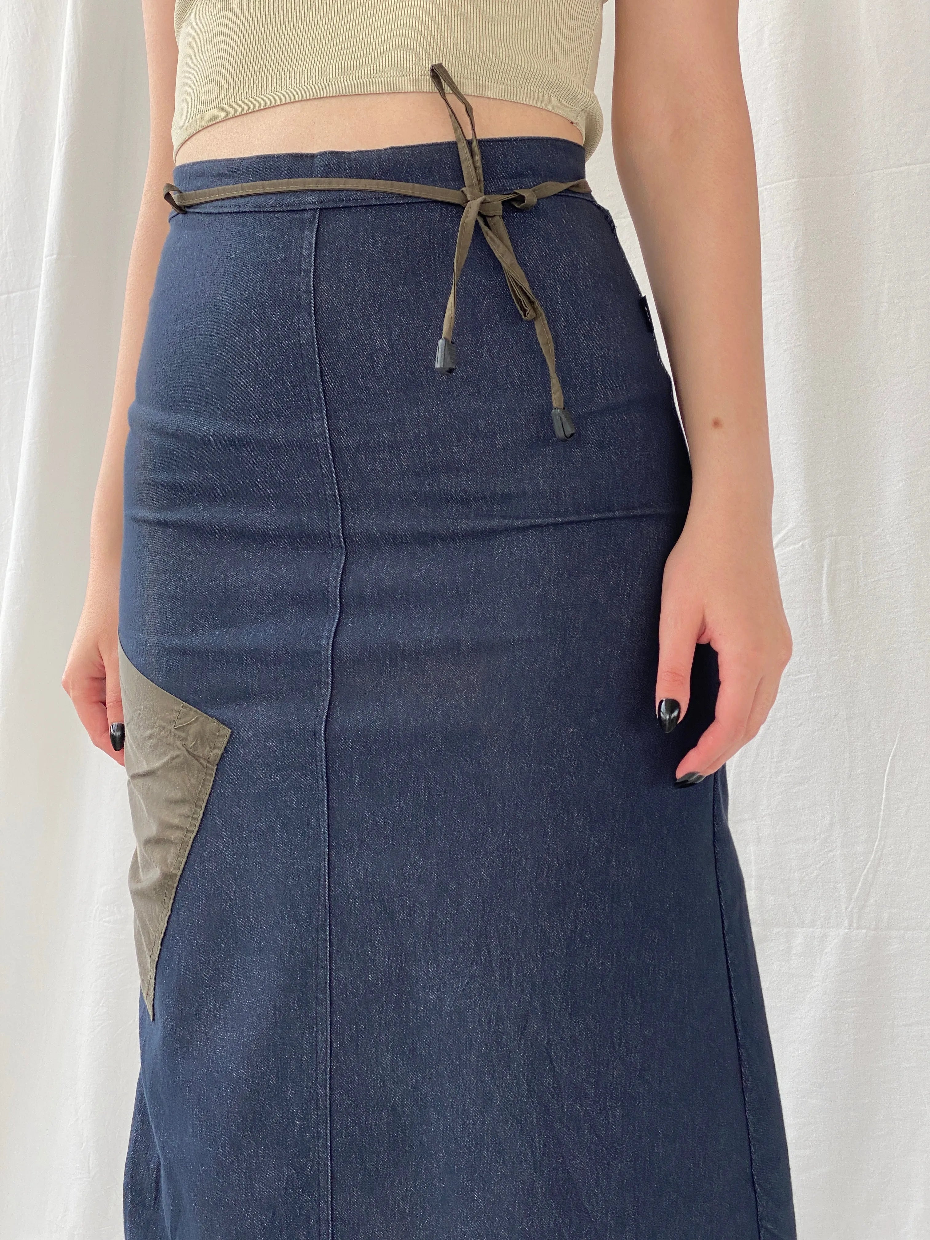Vintage JDF Paris Archival Ruched Trim Utility Maxi Denim Skirt - S - Balagan Vintage Maxi Skirt 00s, Ayah, denim, maxi skirt, NEW IN, women skirt