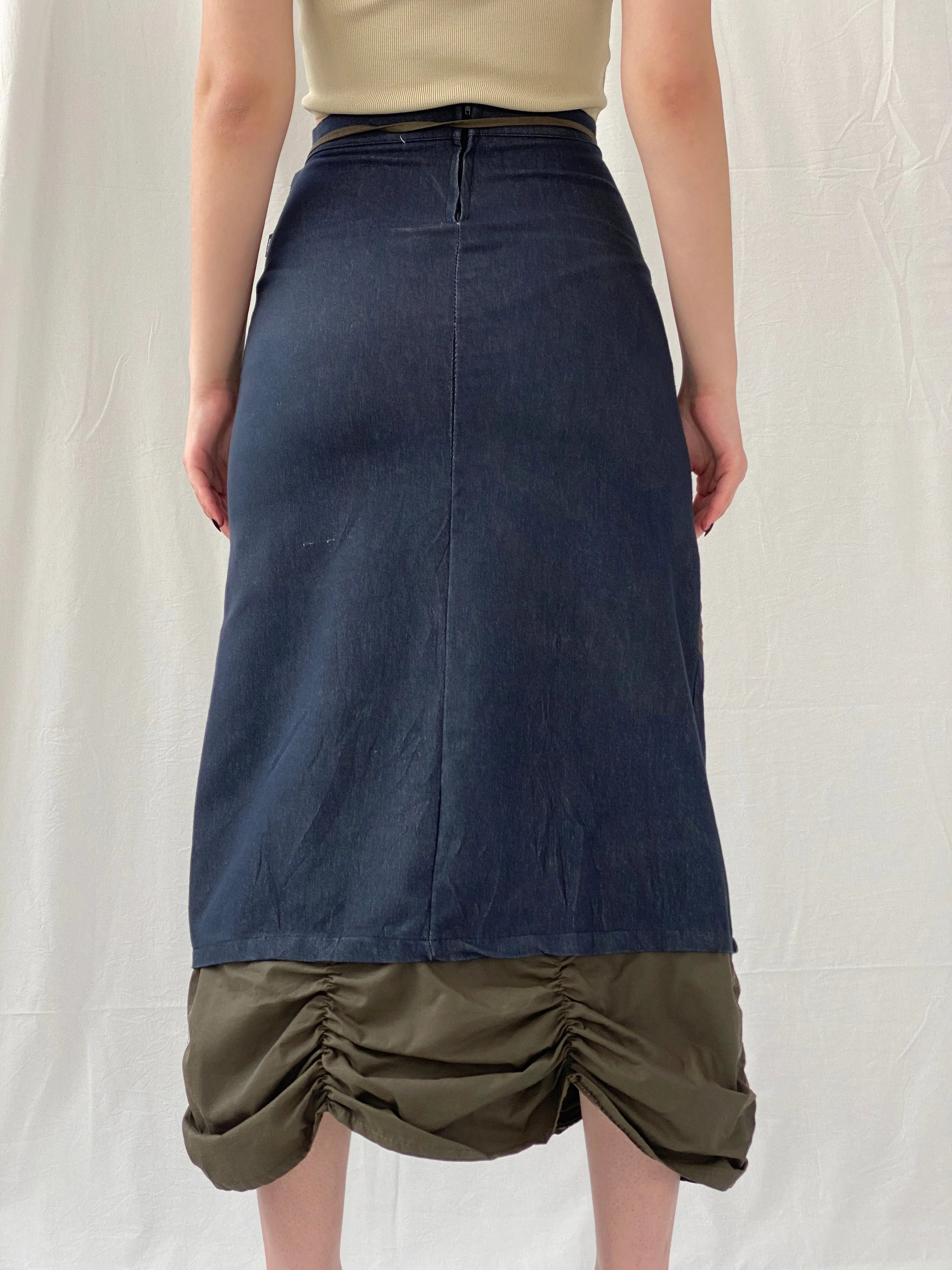 Vintage JDF Paris Archival Ruched Trim Utility Maxi Denim Skirt - S - Balagan Vintage Maxi Skirt 00s, Ayah, denim, maxi skirt, NEW IN, women skirt