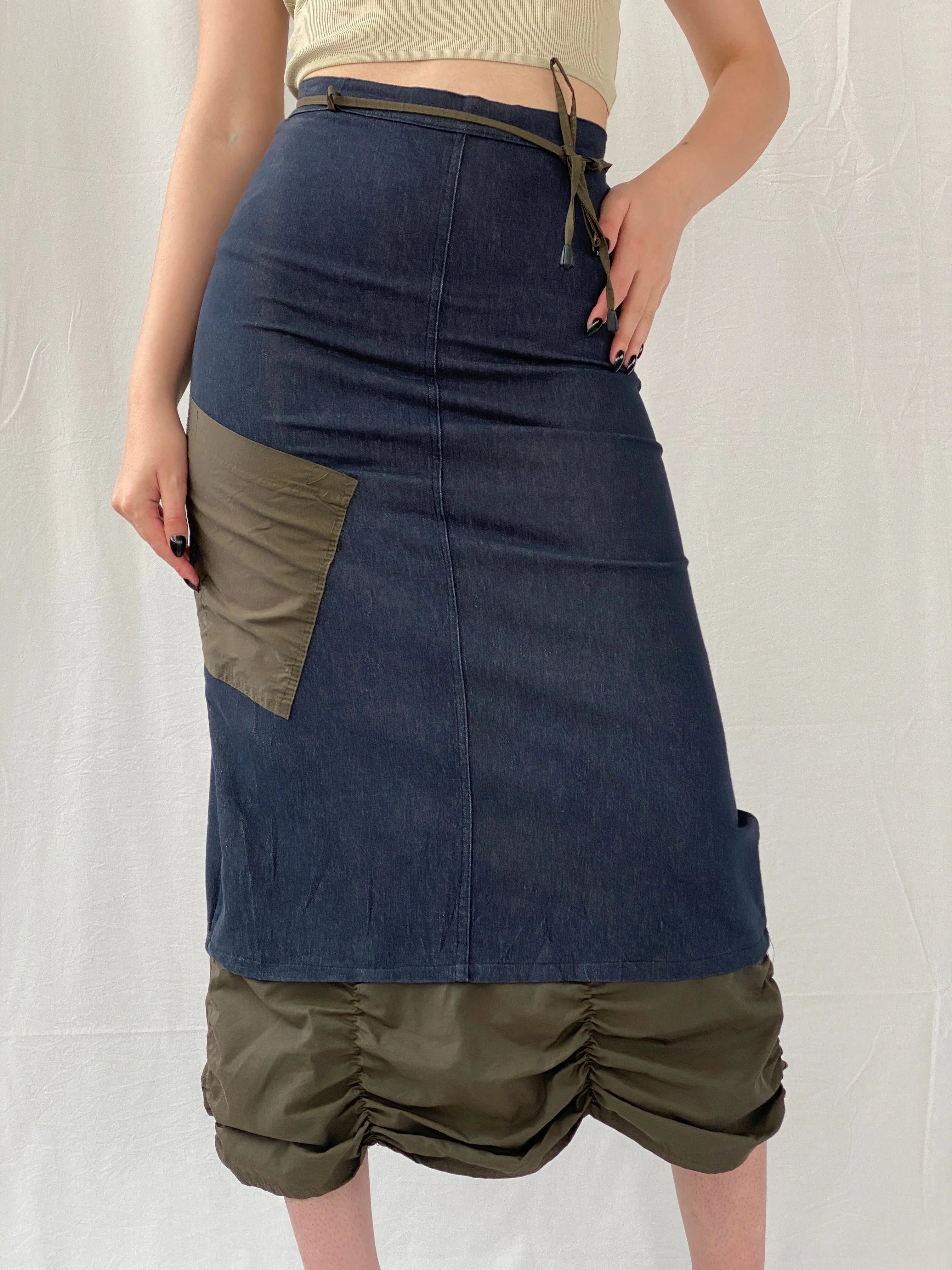 Vintage JDF Paris Archival Ruched Trim Utility Maxi Denim Skirt - S - Balagan Vintage Maxi Skirt 00s, Ayah, denim, maxi skirt, NEW IN, women skirt