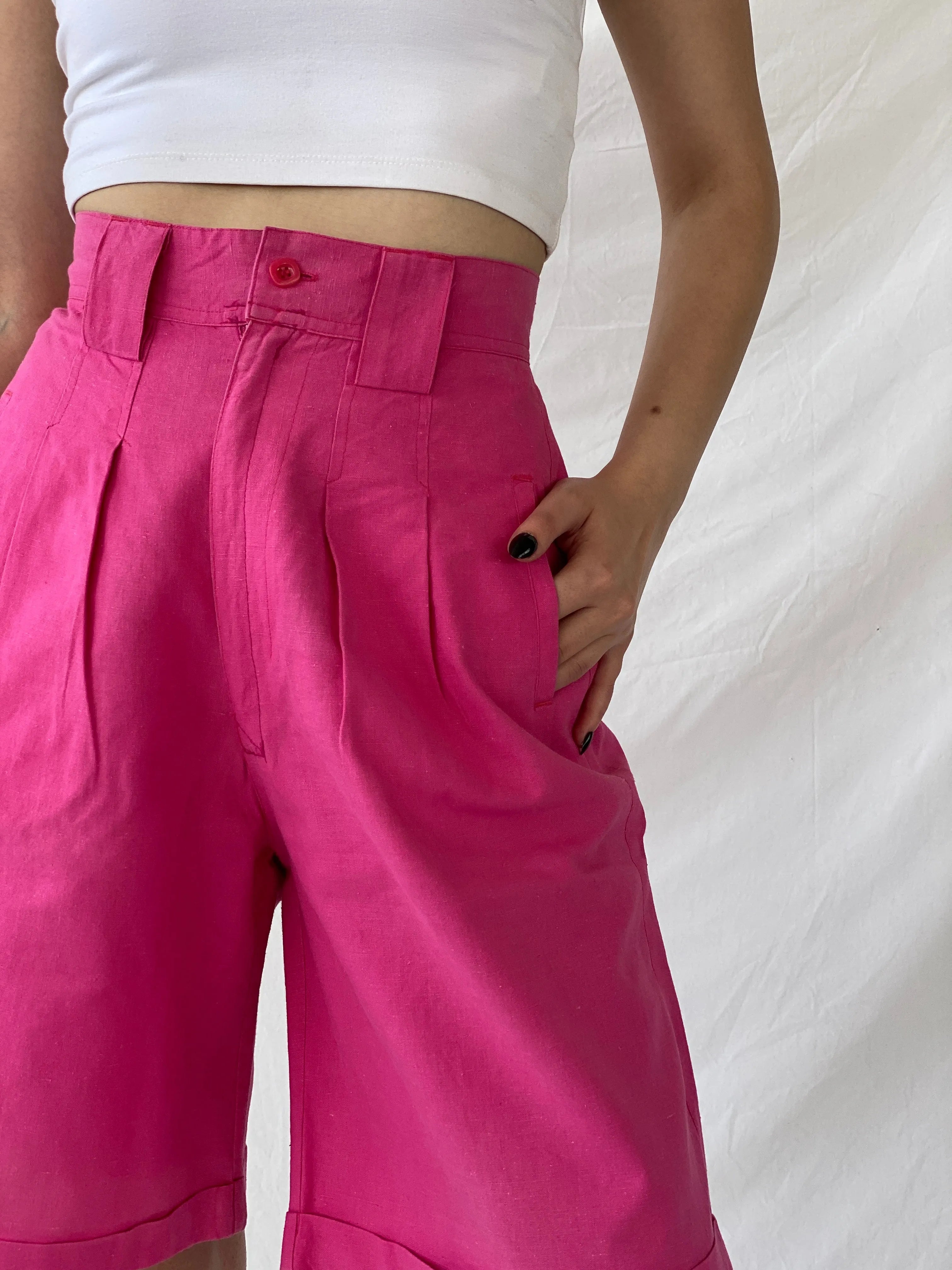Vintage Jennifer Eden Pink Knee-Length Women’s Summer Shorts - S - Balagan Vintage Shorts Ayah, NEW IN, shorts, summer