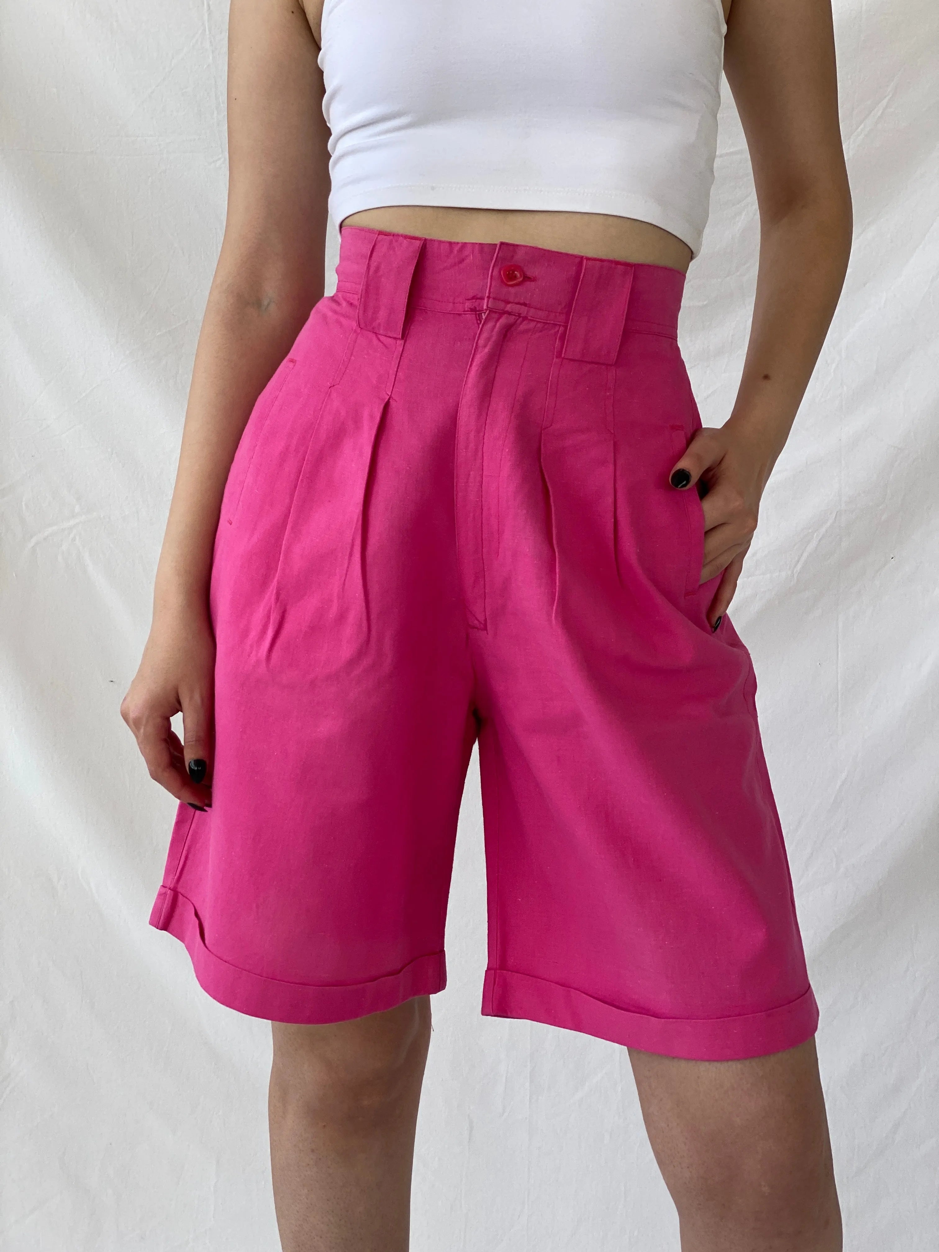 Vintage Jennifer Eden Pink Knee-Length Women’s Summer Shorts - S - Balagan Vintage Shorts Ayah, NEW IN, shorts, summer